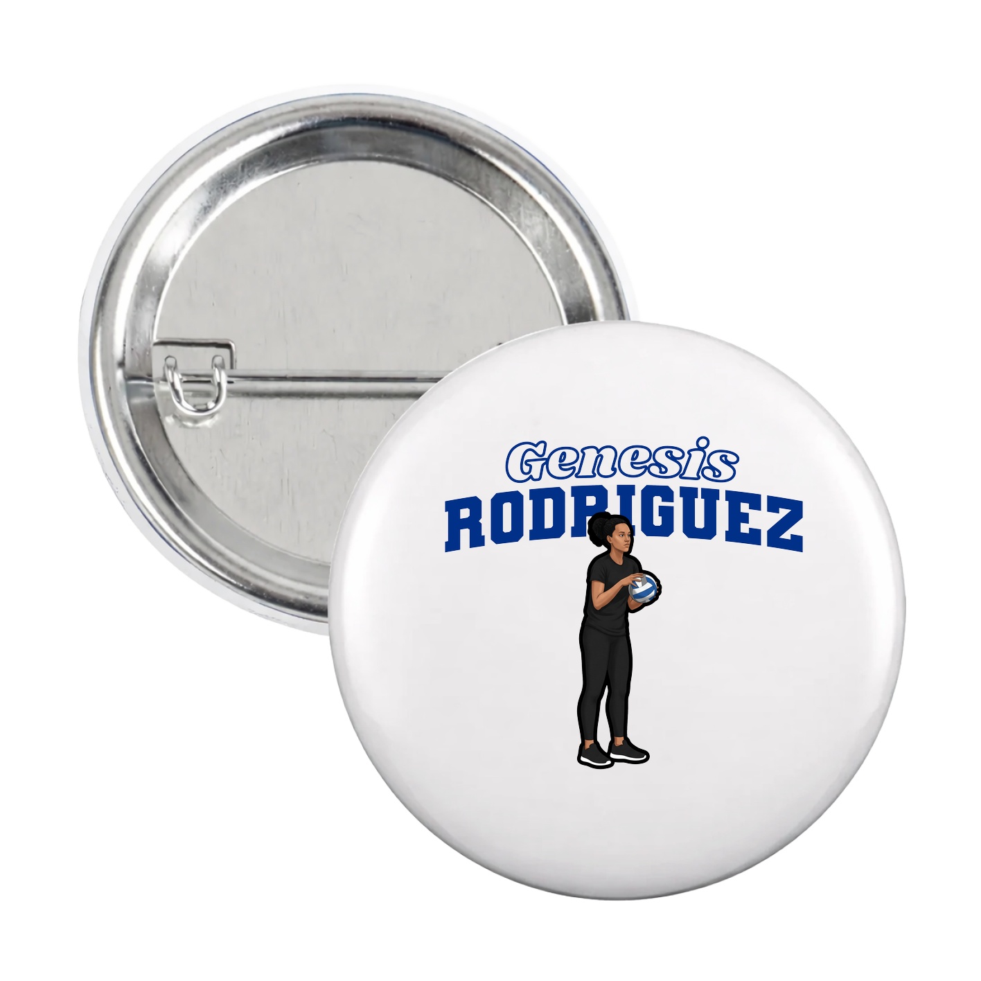 Game Day Button — Name Arch in White