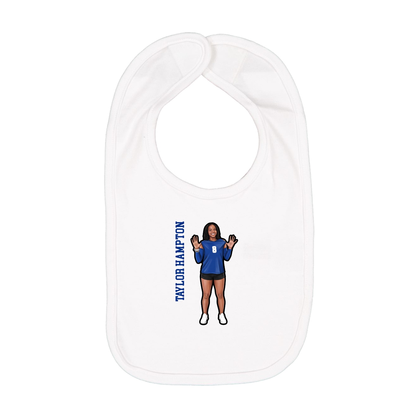 Infant Bib — Name Vertical in White
