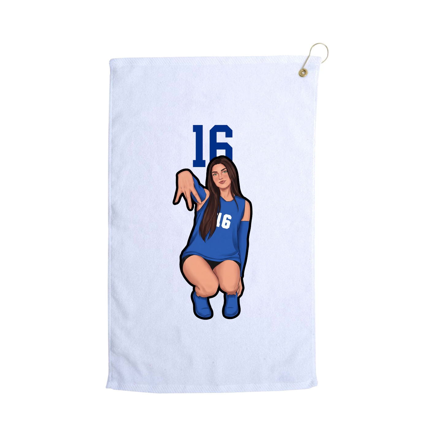 Golf Towel — Number Top in White
