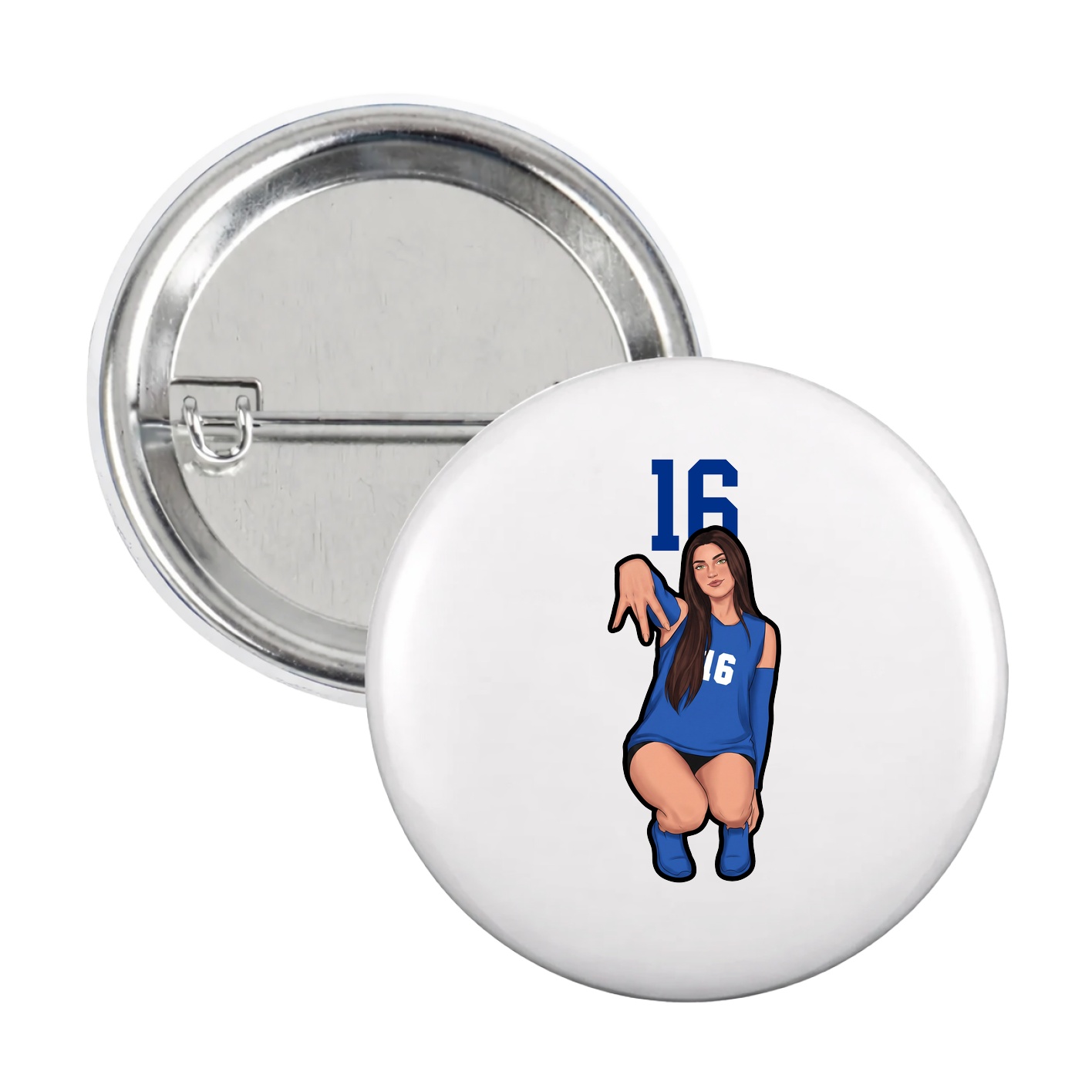 Game Day Button — Number Top in White