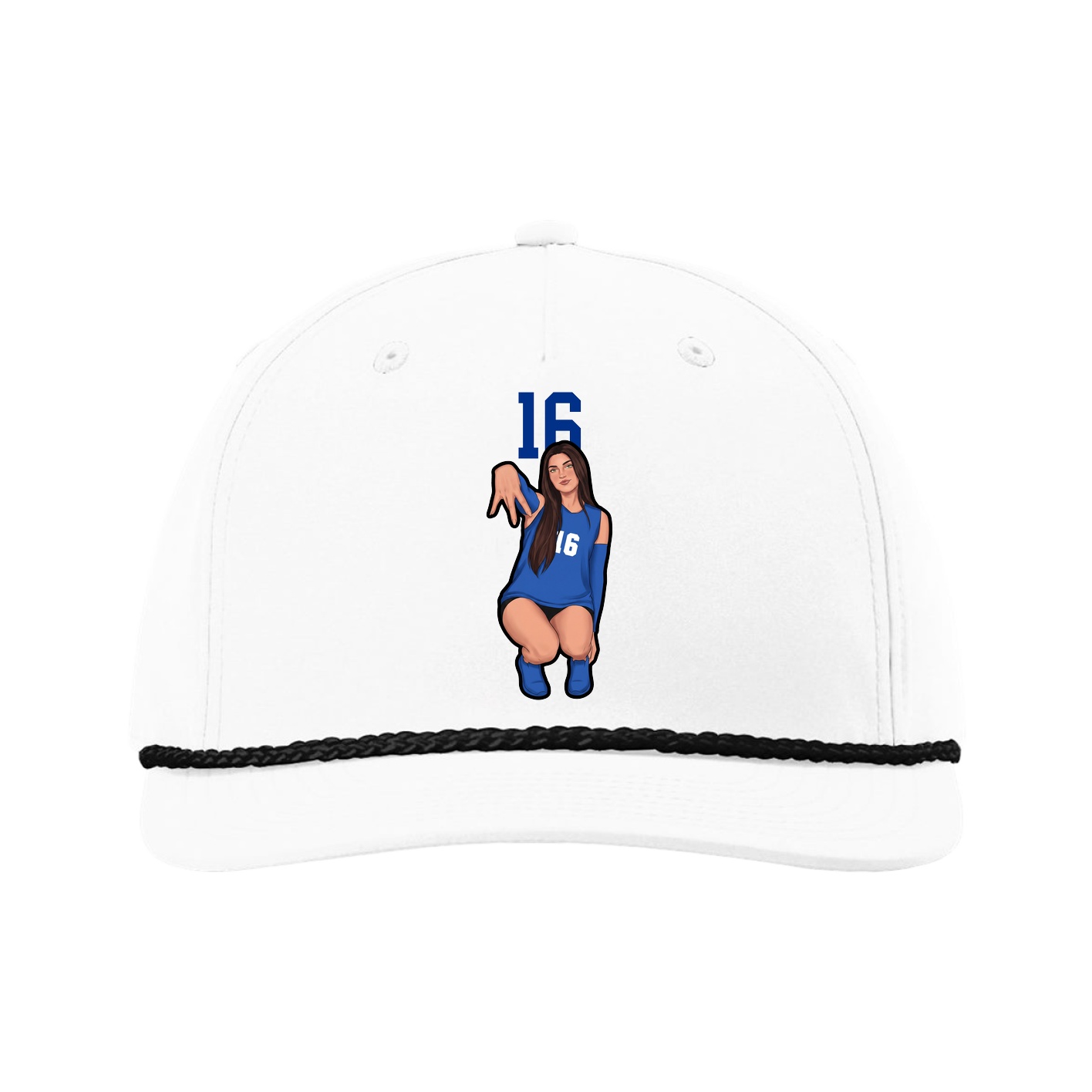 Five-Panel Classic Rope Cap — Number Top in White