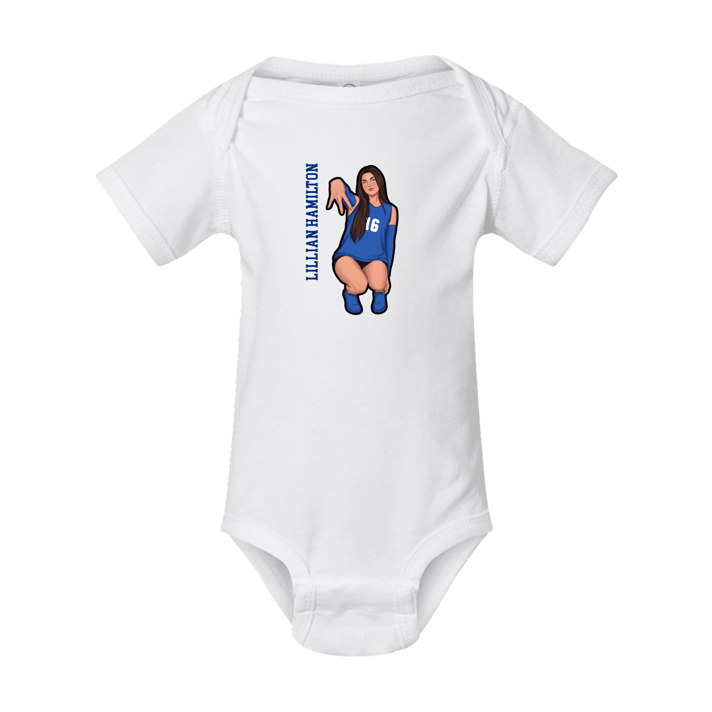 Baby Onesie — Name Vertical in White