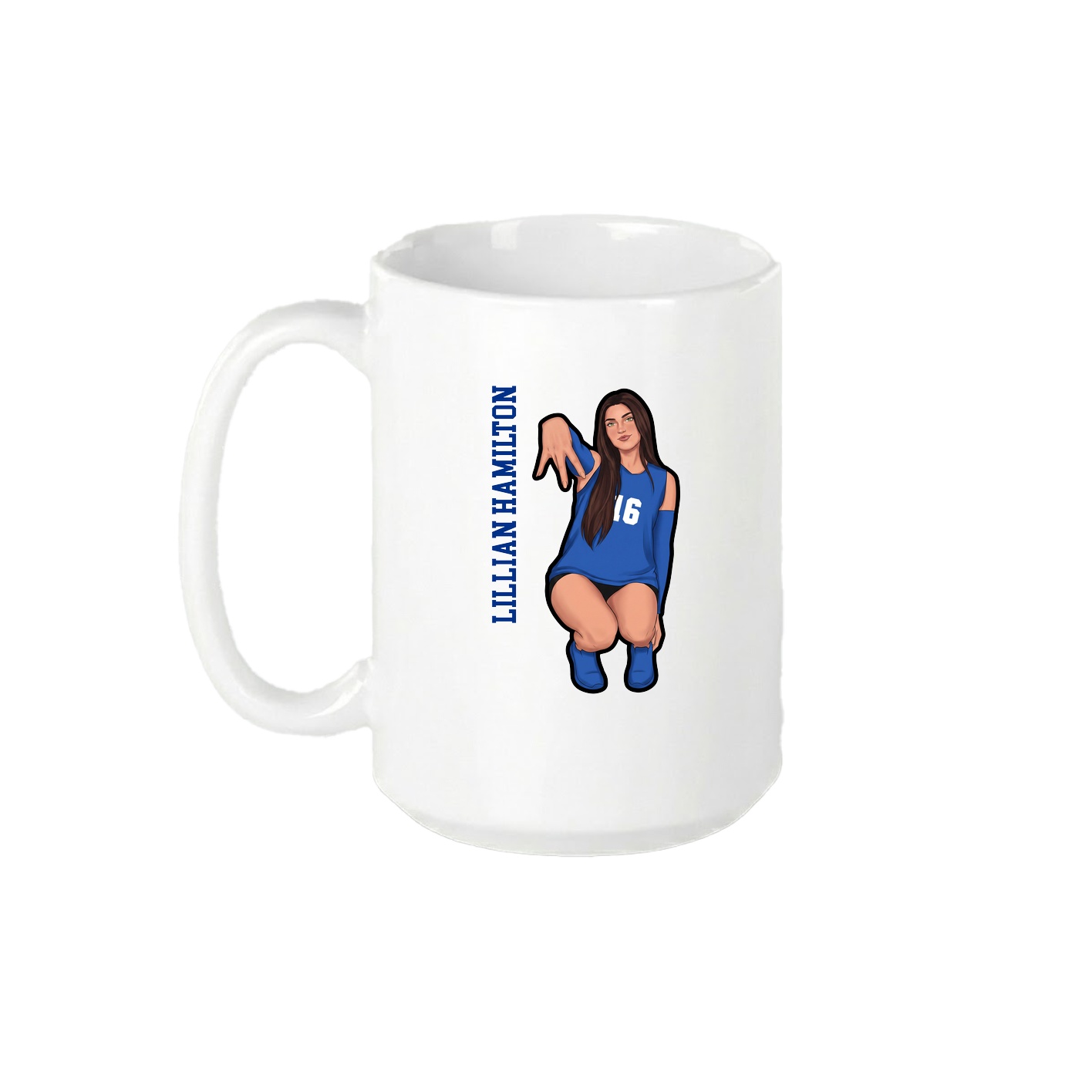 15oz Coffee Mug — Name Vertical in White