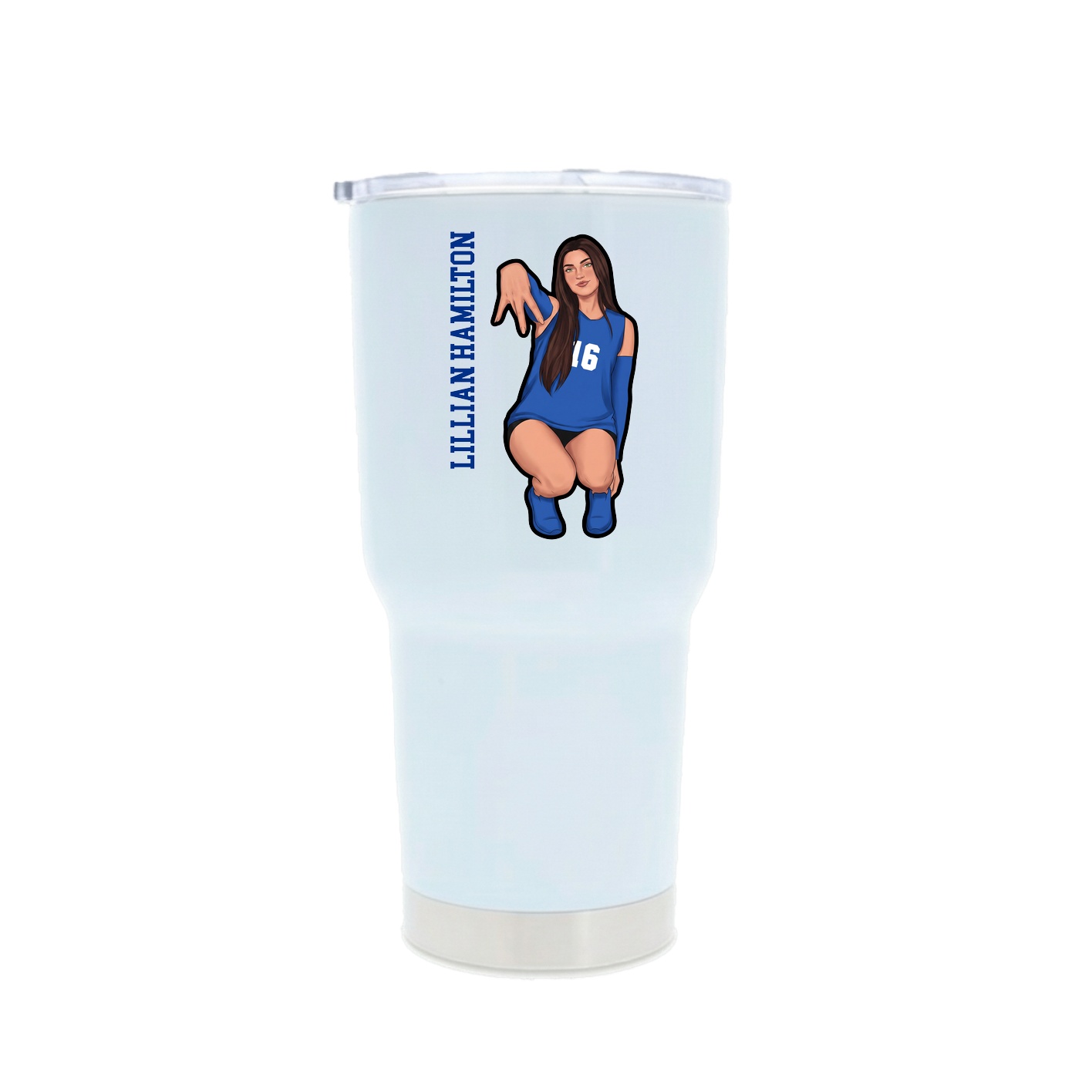 30oz Stainless Steel Tumbler — Name Vertical in White