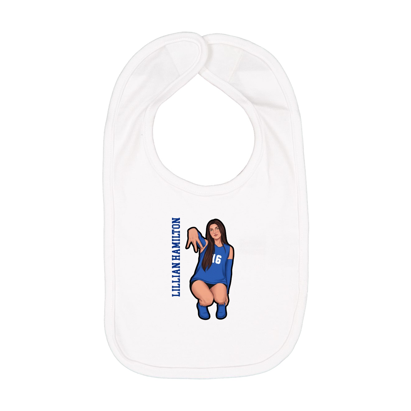 Infant Bib — Name Vertical in White