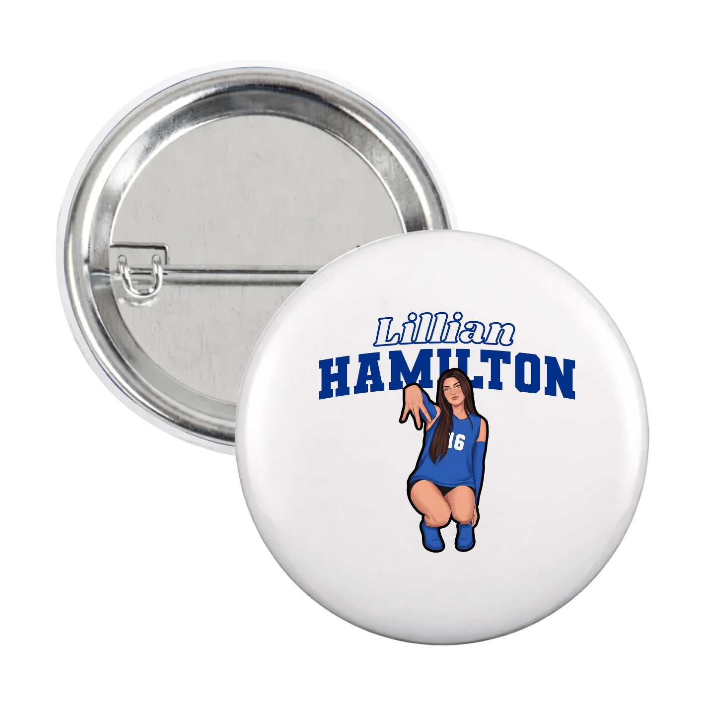 Game Day Button — Name Arch in White