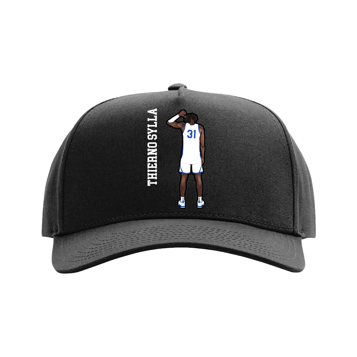 Full Fabric Five-Panel Champ Cap — Name Vertical in Black