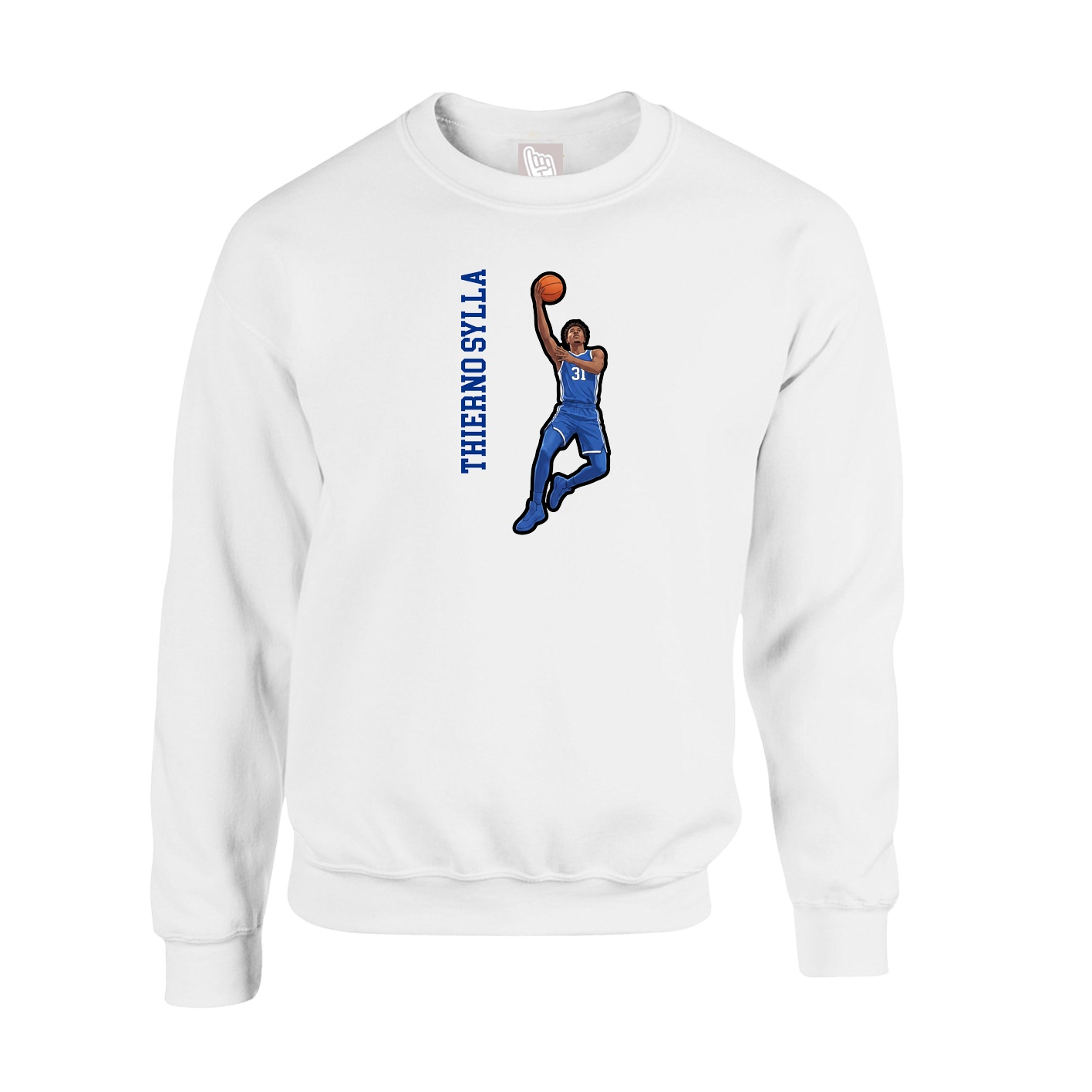 Fleece Crew — Name Vertical in White