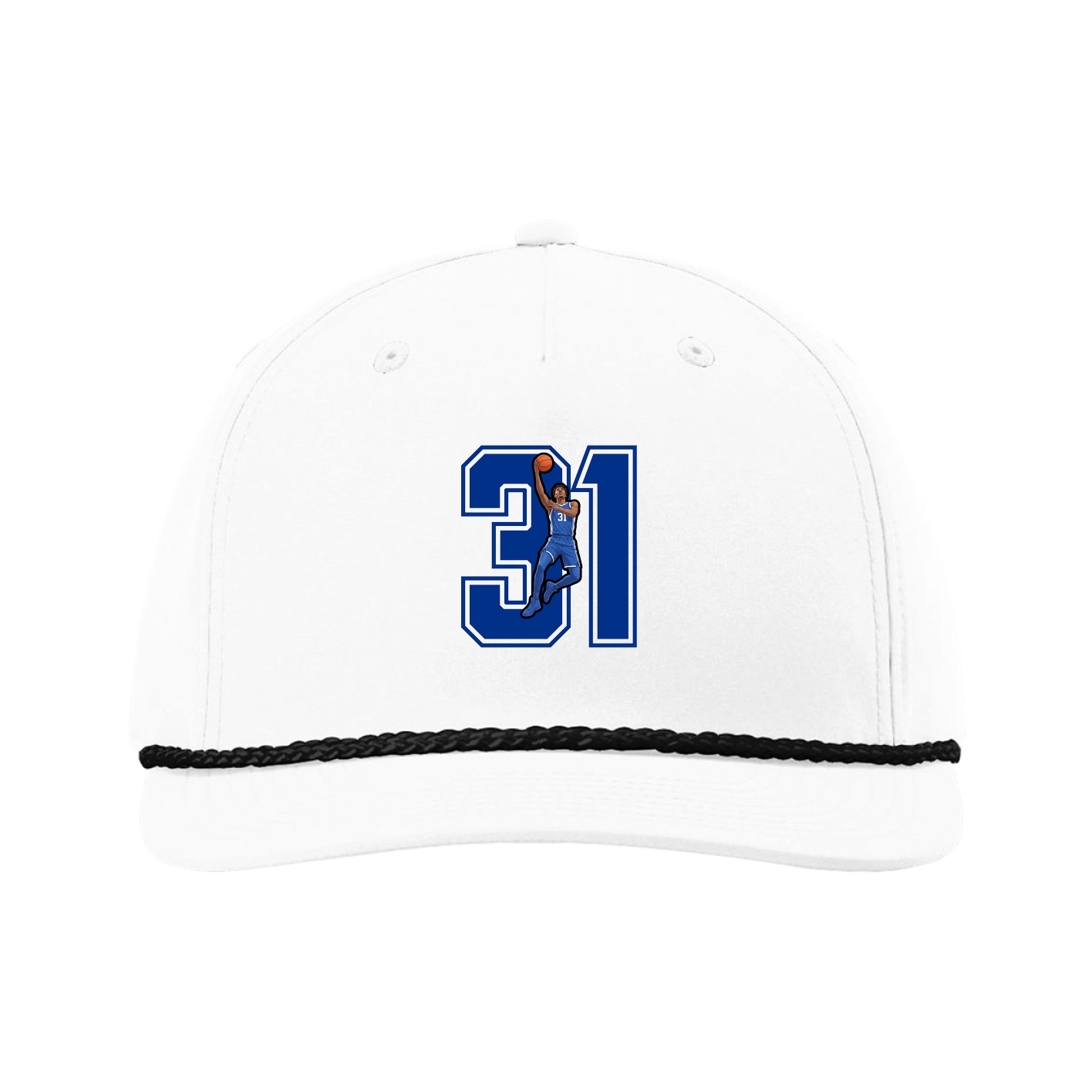 Five-Panel Classic Rope Cap — Number in White