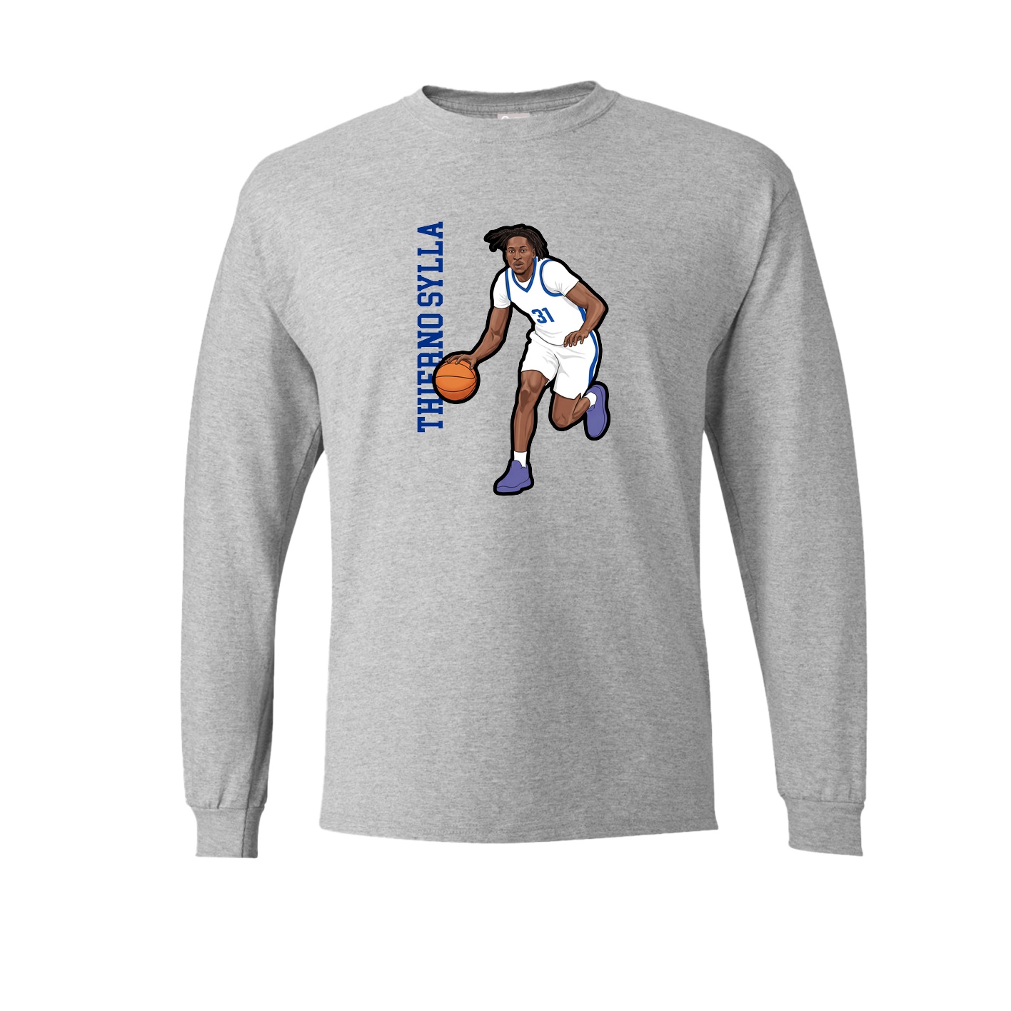 Long Sleeve Tee — Name Vertical in Grey