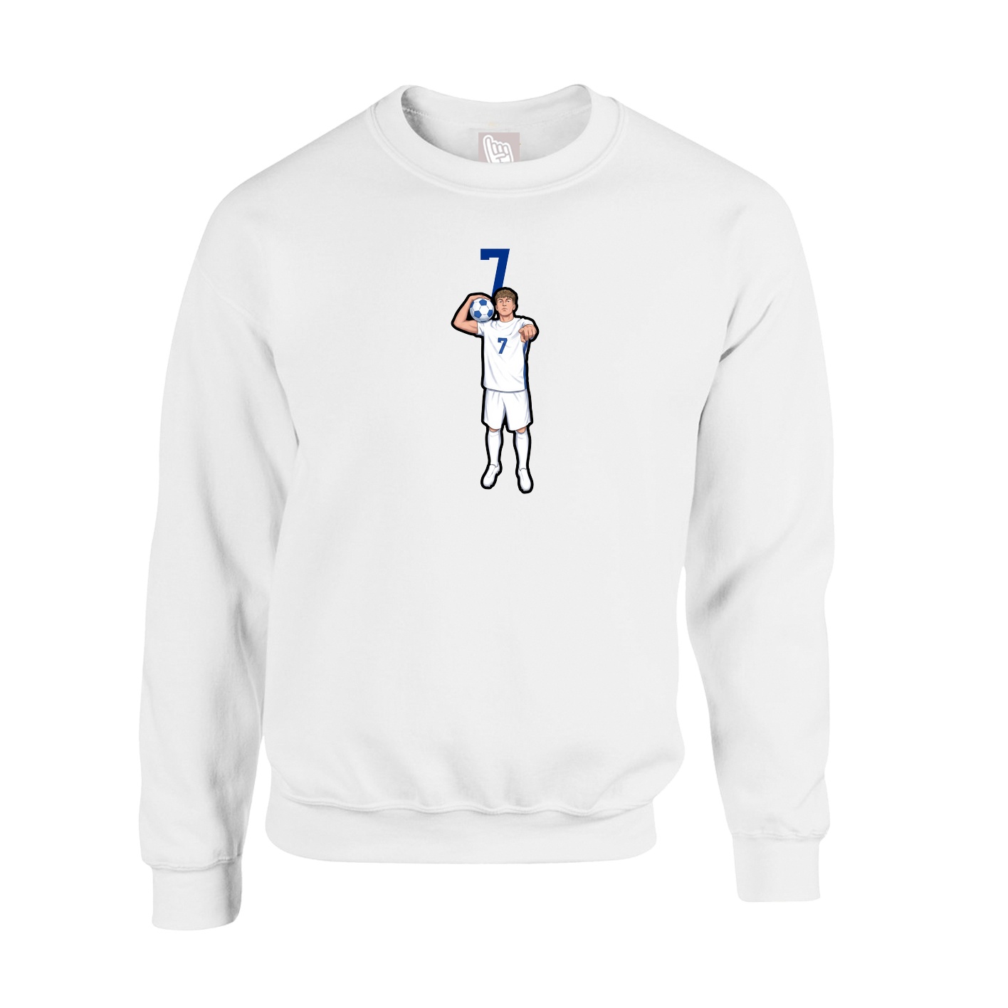 Fleece Crew — Number Top in White