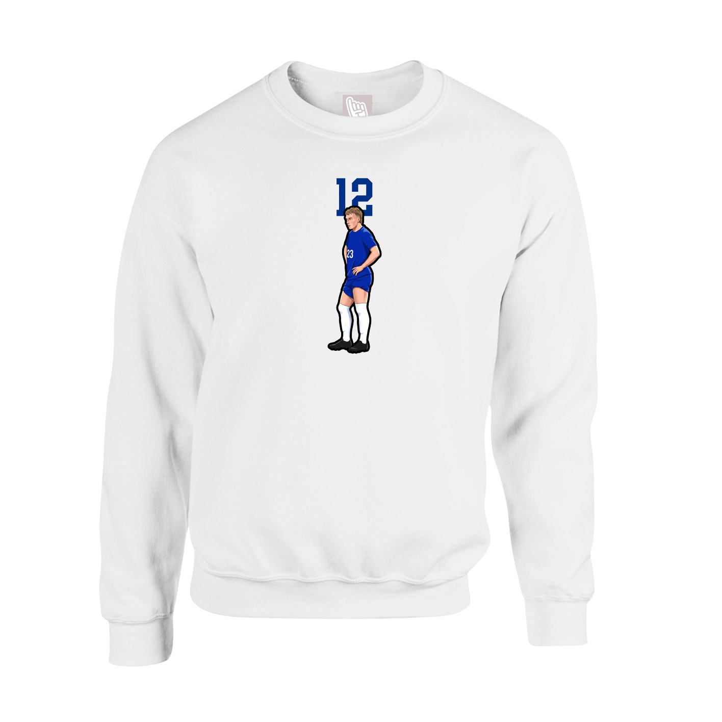 Fleece Crew — Number Top in White