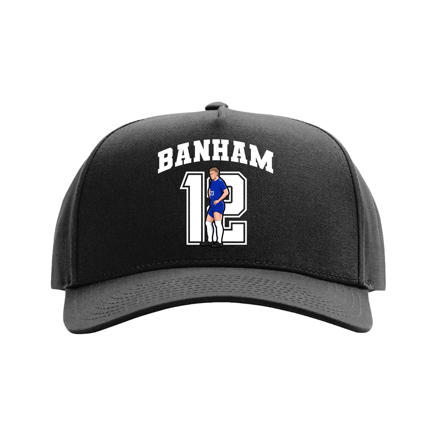 Full Fabric Five-Panel Champ Cap — Number in Black