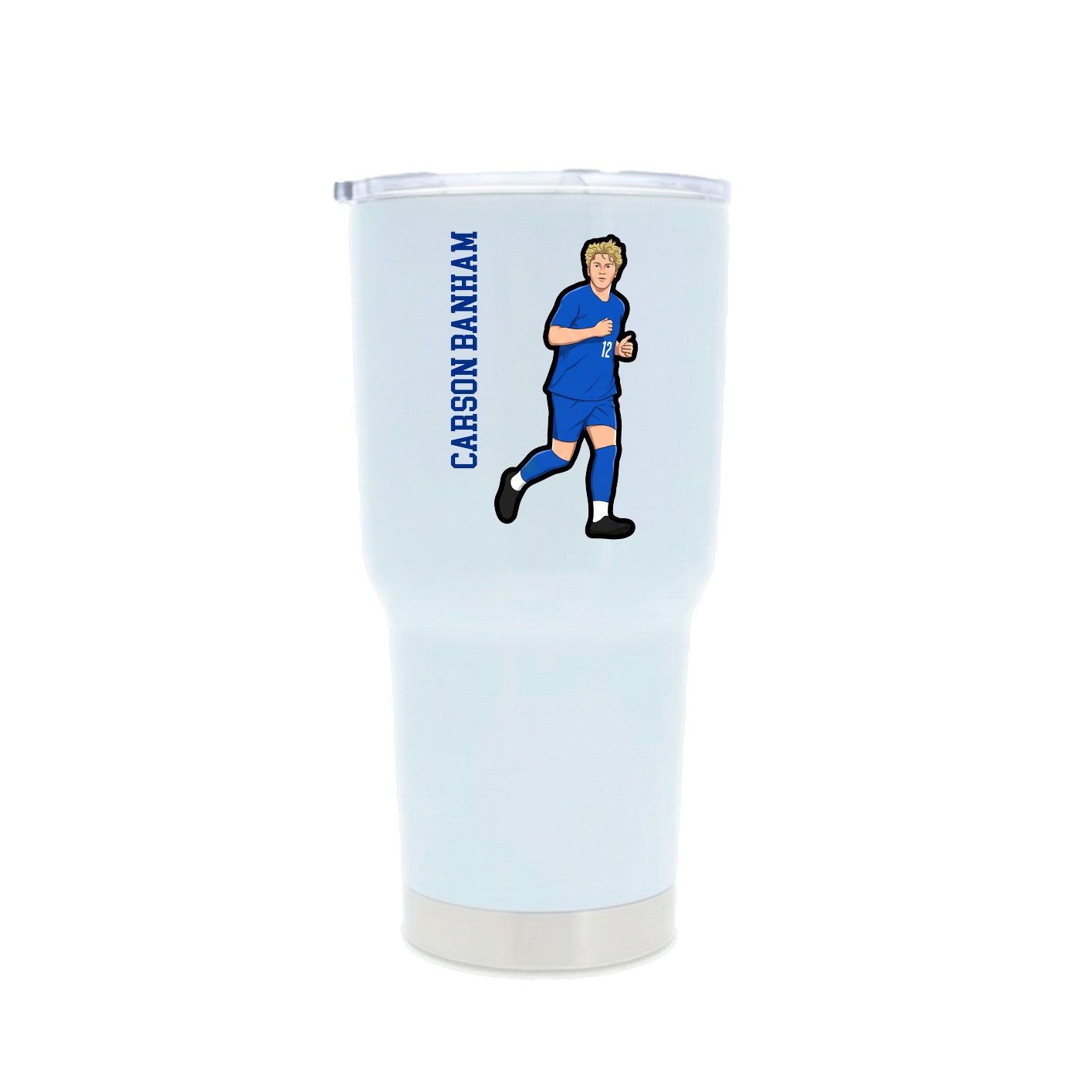 30oz Stainless Steel Tumbler — Name Vertical in White