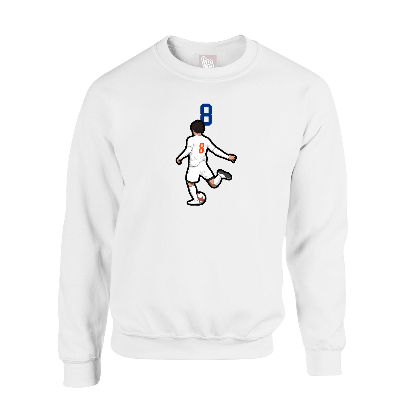 Fleece Crew — Number Top in White