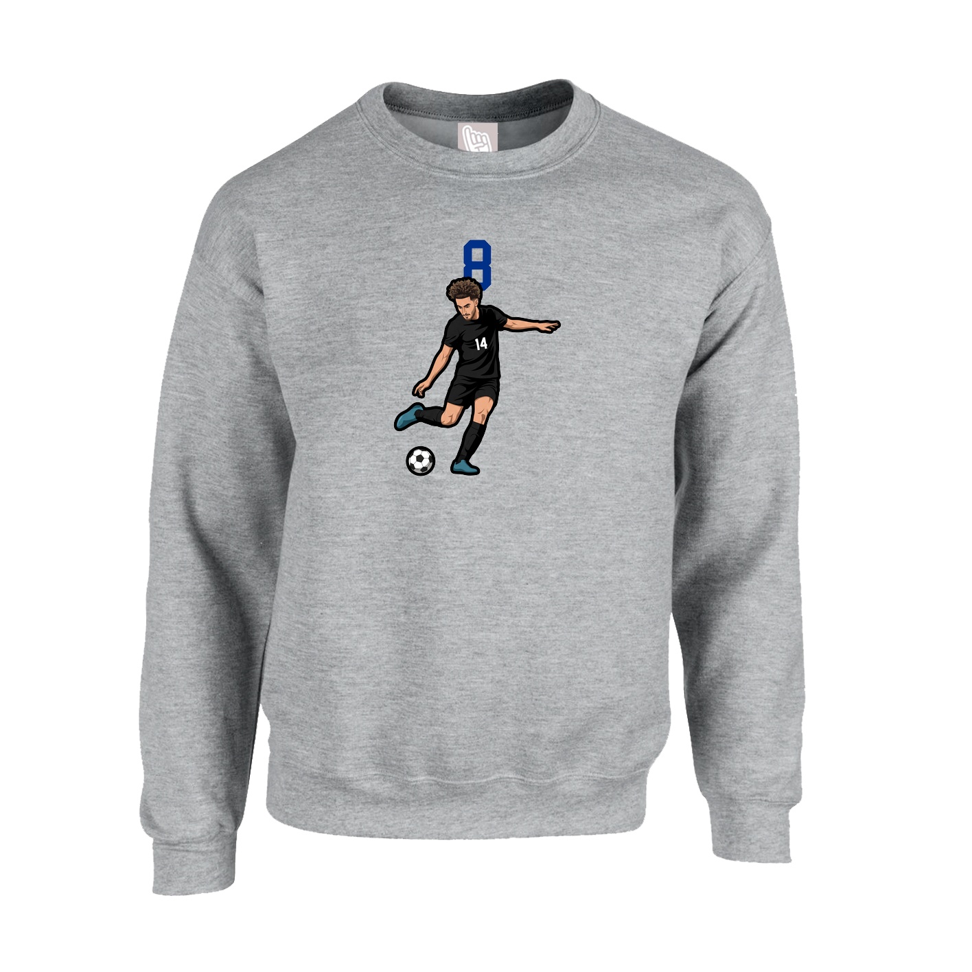 Fleece Crew — Number Top in Grey