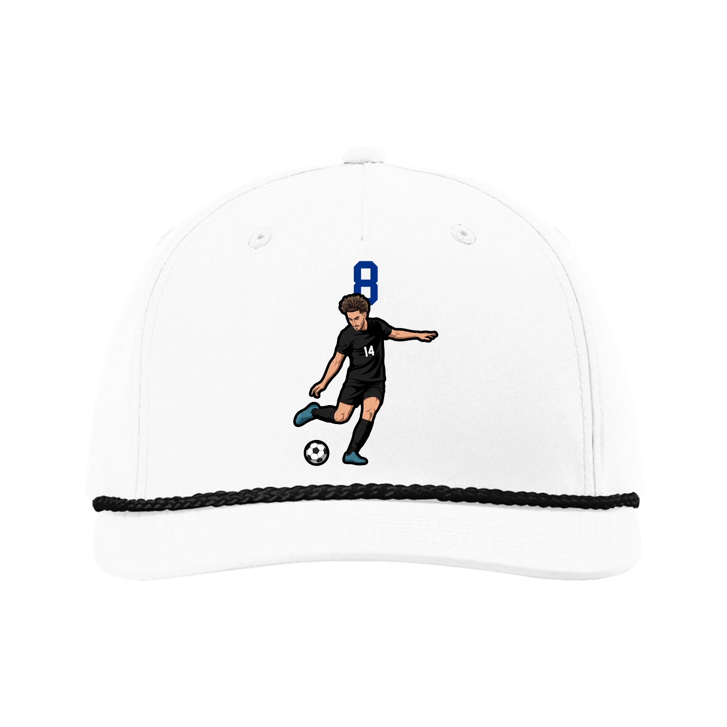 Five-Panel Classic Rope Cap — Number Top in White