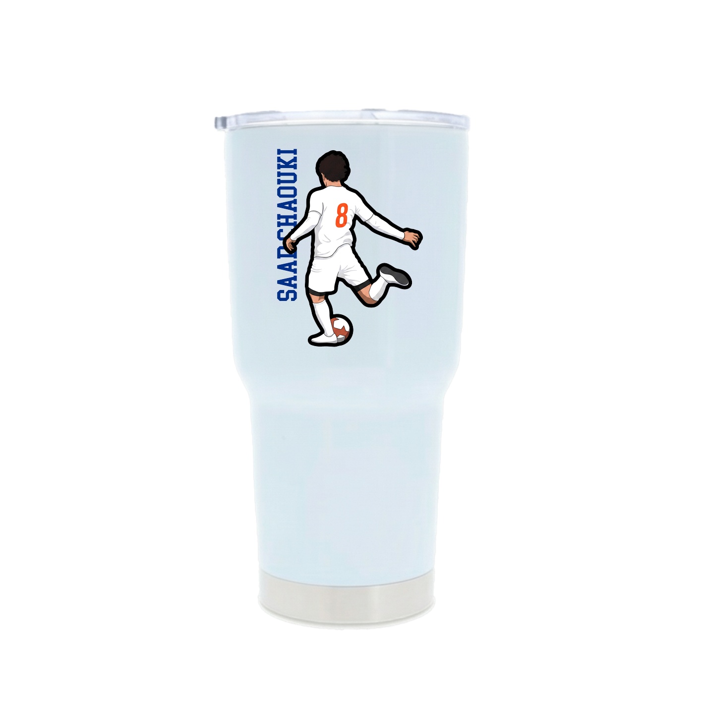 30oz Stainless Steel Tumbler — Name Vertical in White