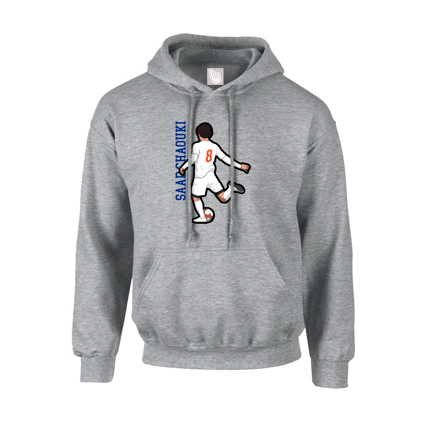 Youth Hoodie — Name Vertical in Grey
