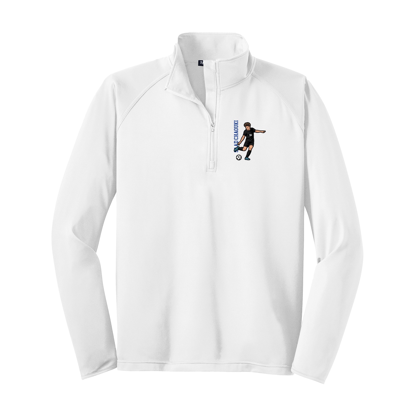 Q-Zip Pullover — Name Vertical in White