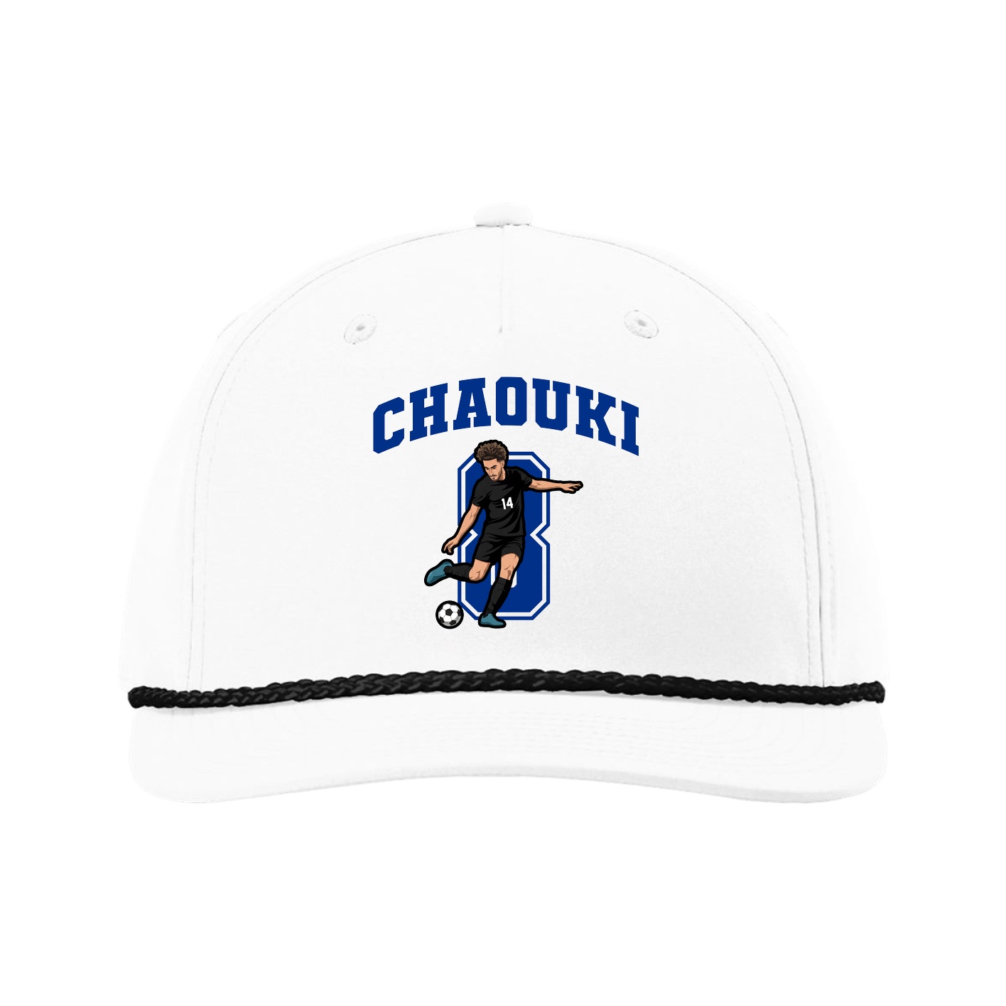 Five-Panel Classic Rope Cap — Number in White
