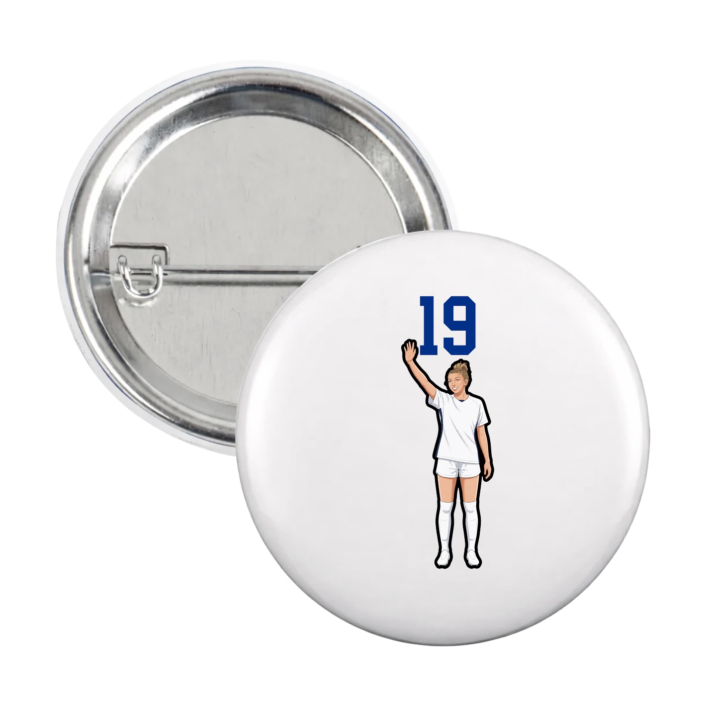 Game Day Button — Number Top in White