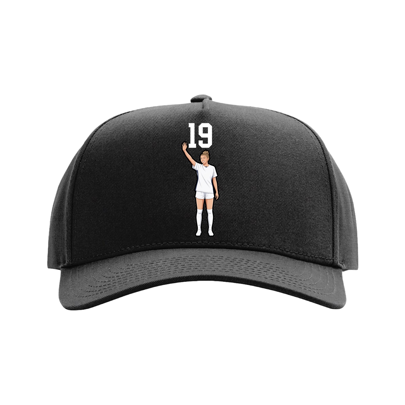 Full Fabric Five-Panel Champ Cap — Number Top in Black