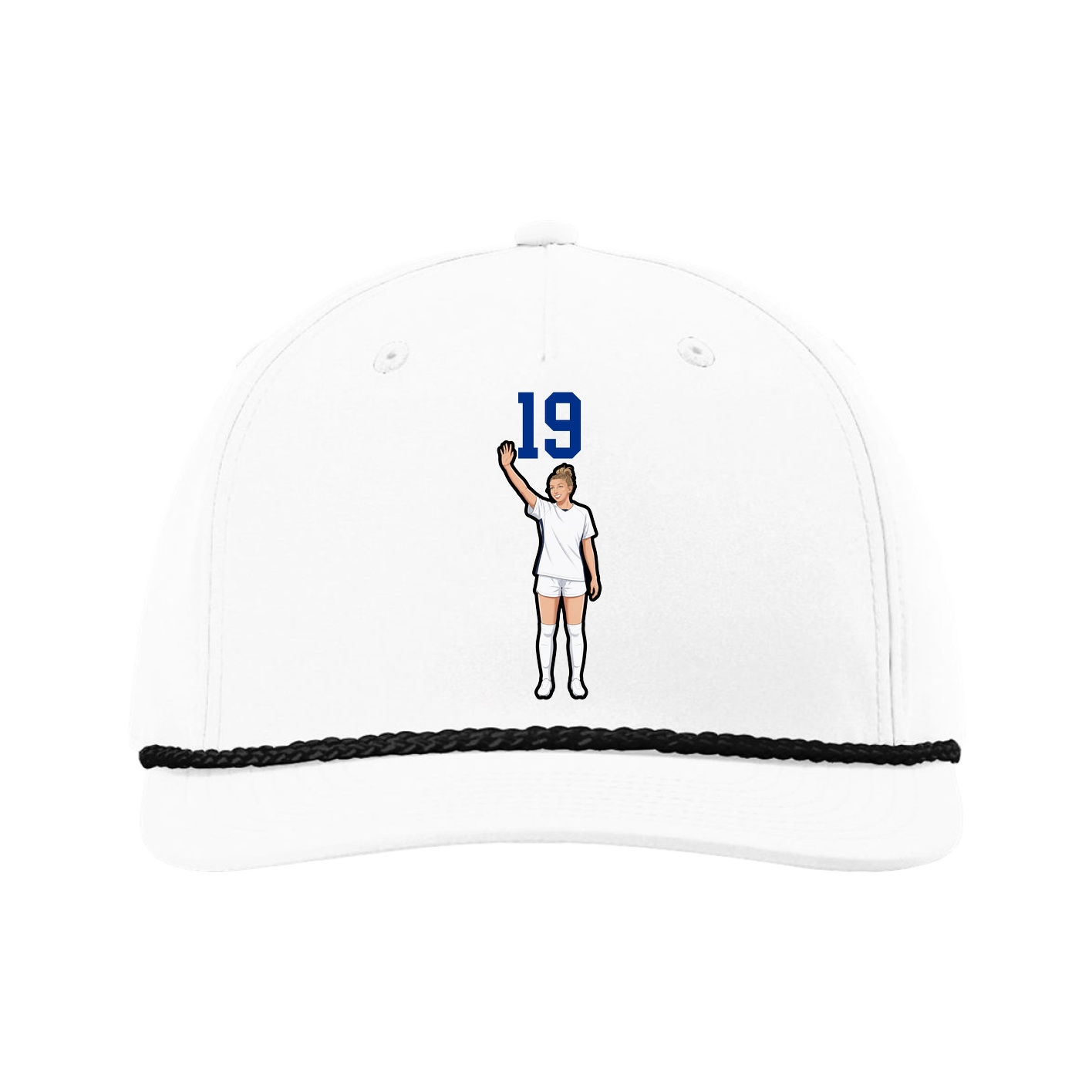 Five-Panel Classic Rope Cap — Number Top in White