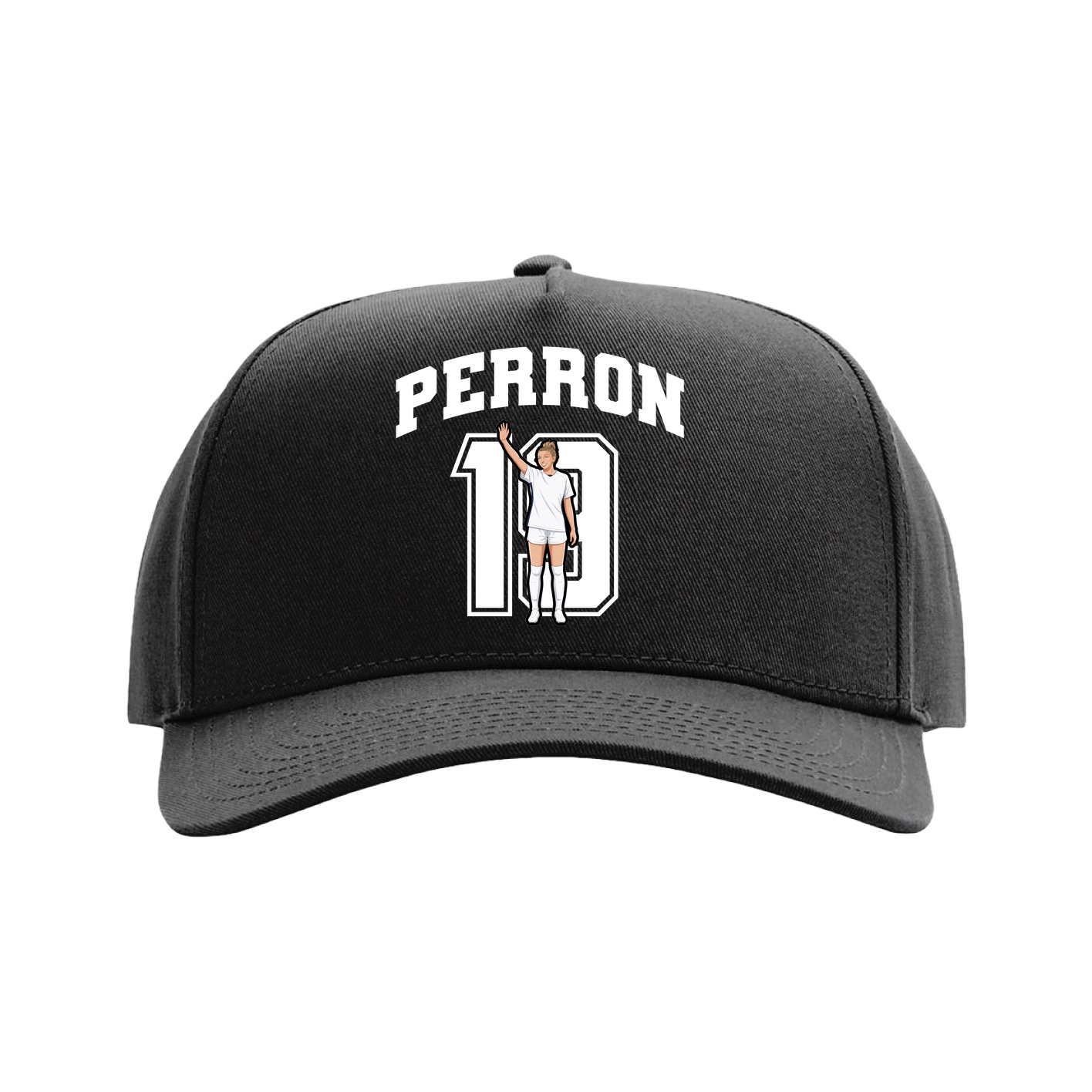 Full Fabric Five-Panel Champ Cap — Number in Black