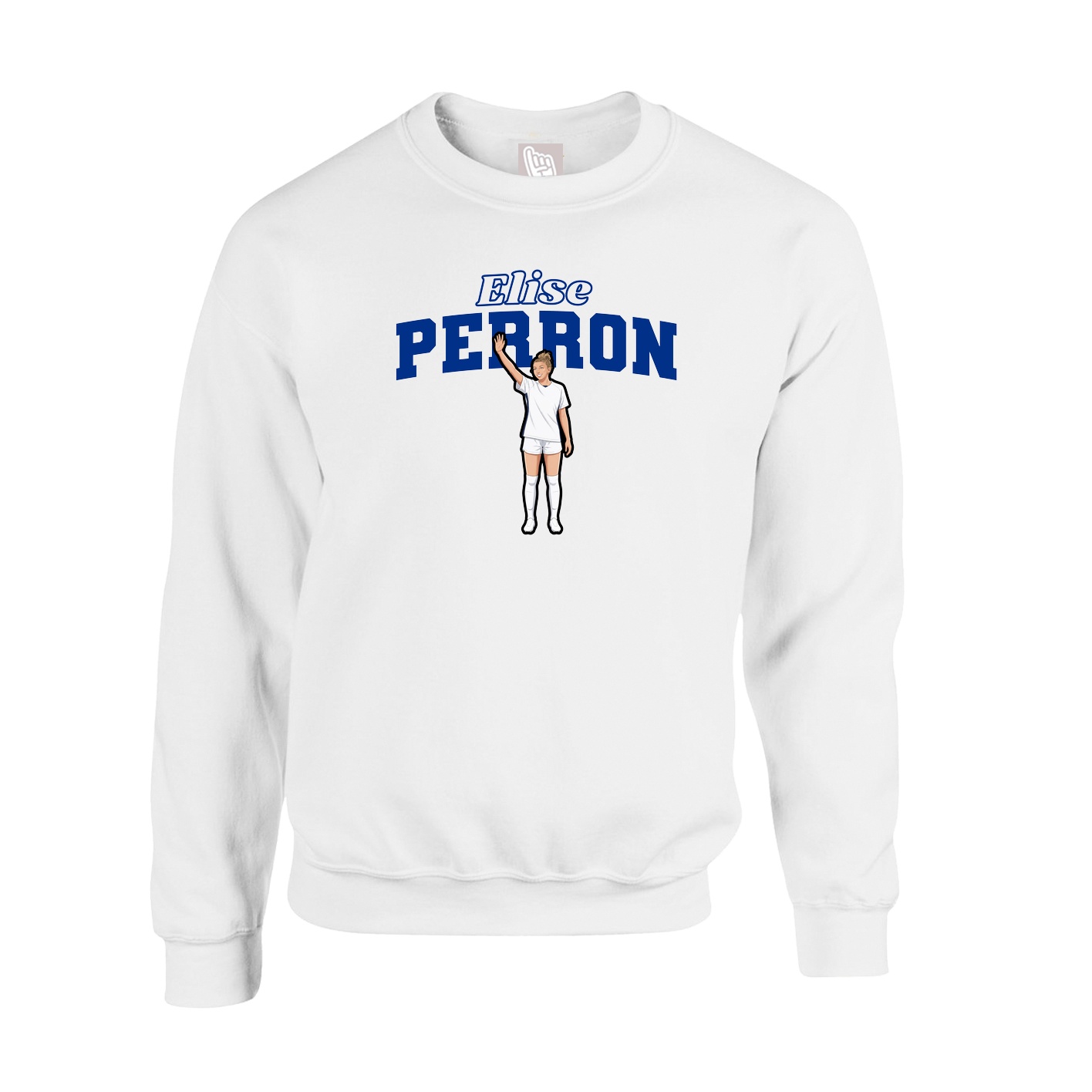 Fleece Crew — Name Arch in White