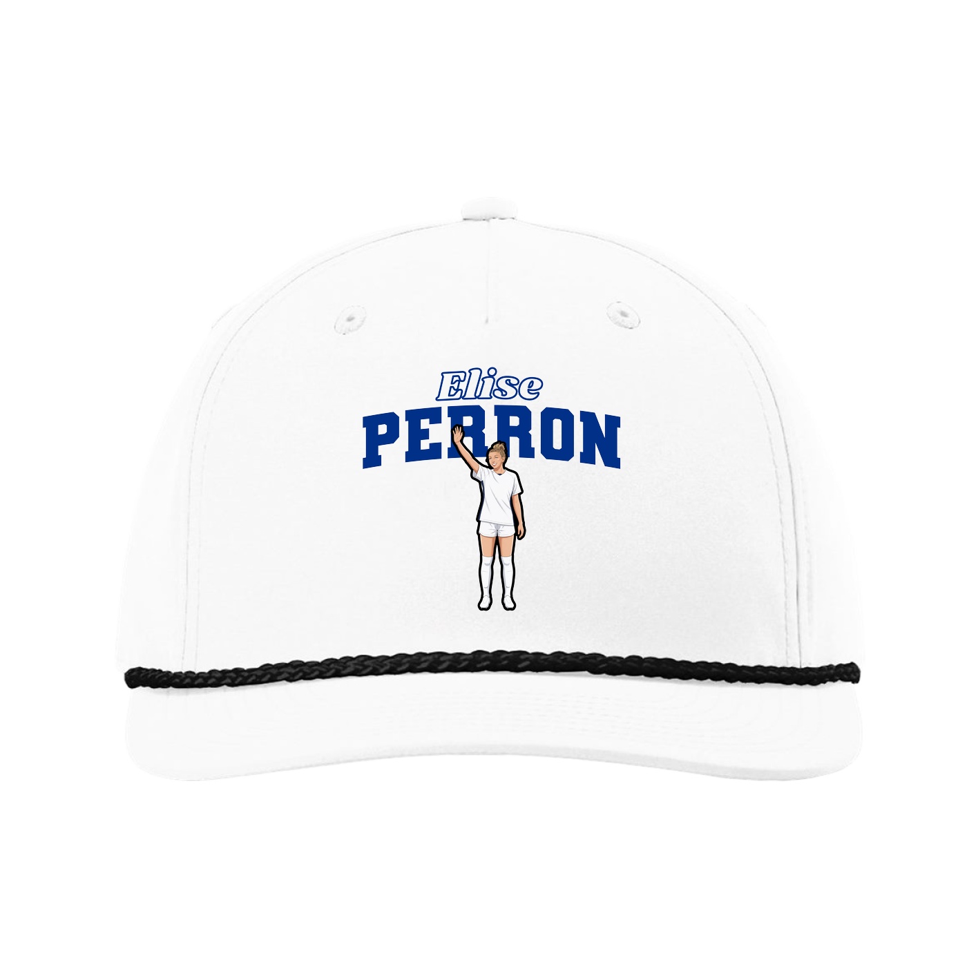 Five-Panel Classic Rope Cap — Name Arch in White