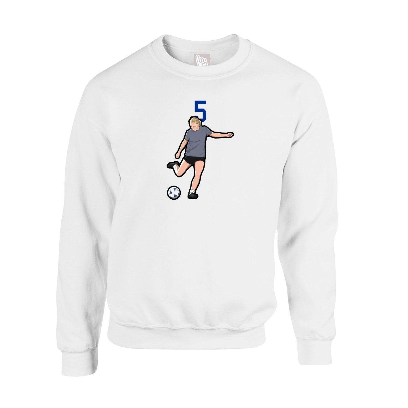 Fleece Crew — Number Top in White