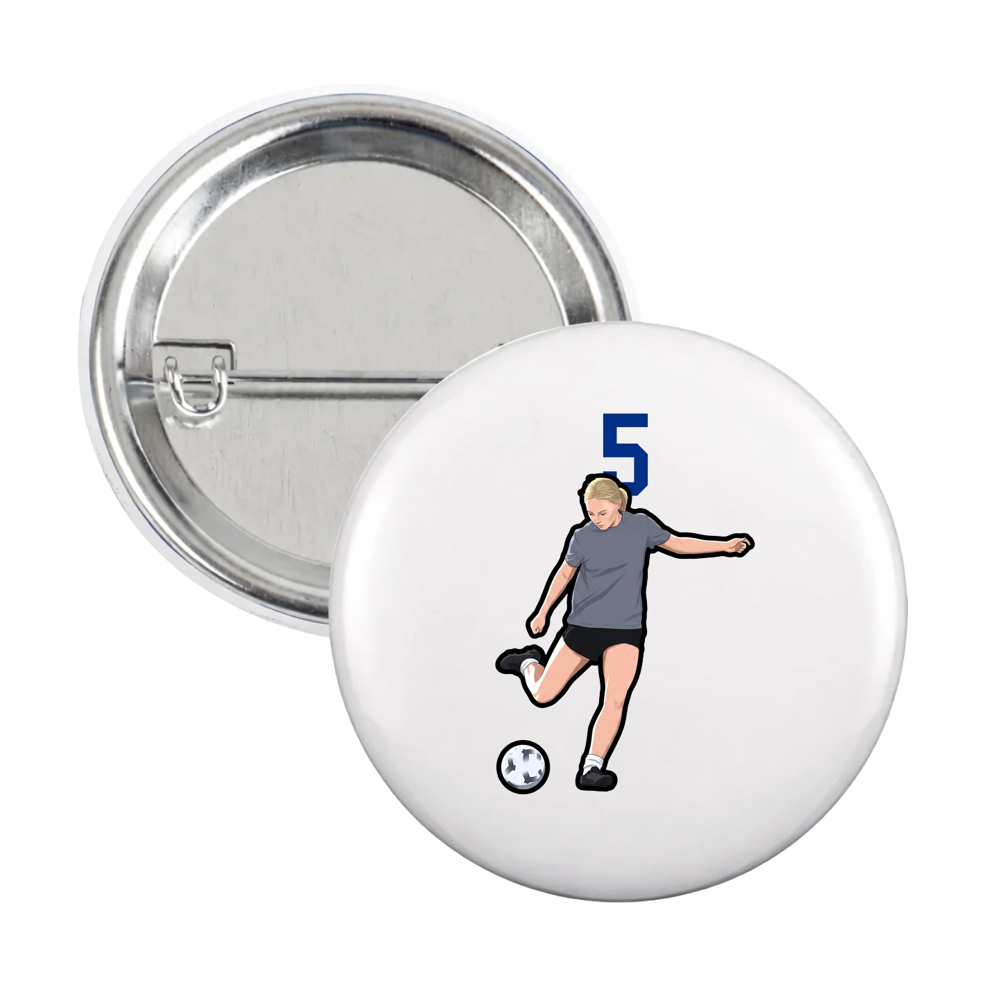 Game Day Button — Number Top in White