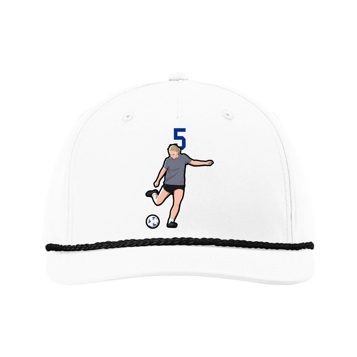 Five-Panel Classic Rope Cap — Number Top in White