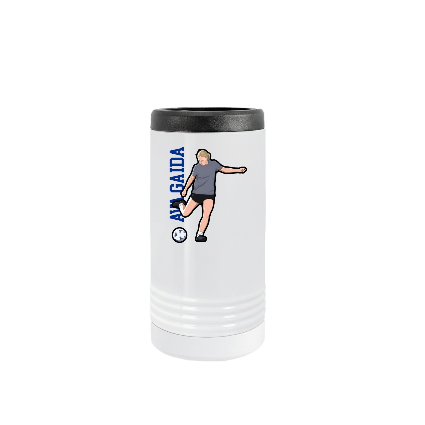 Slim Beverage Holder — Name Vertical in White
