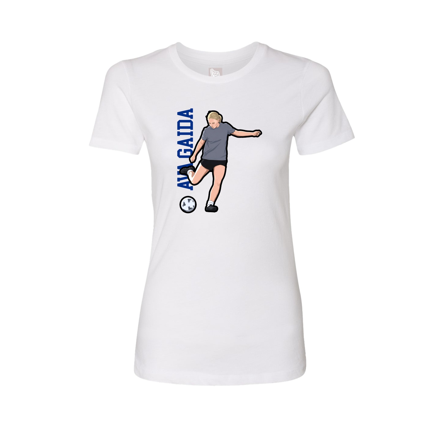Fitted Women's Tee — Name Vertical in White