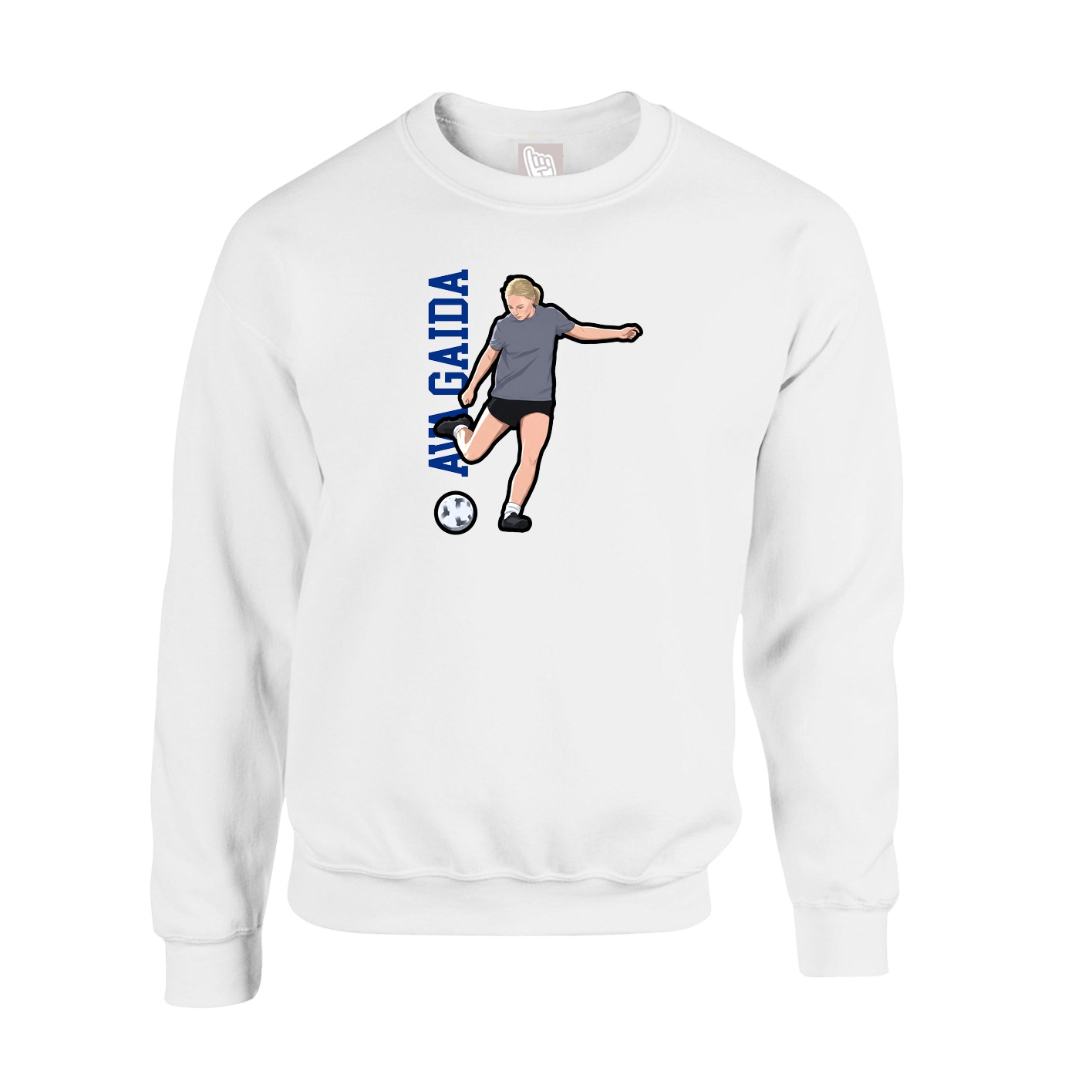 Fleece Crew — Name Vertical in White