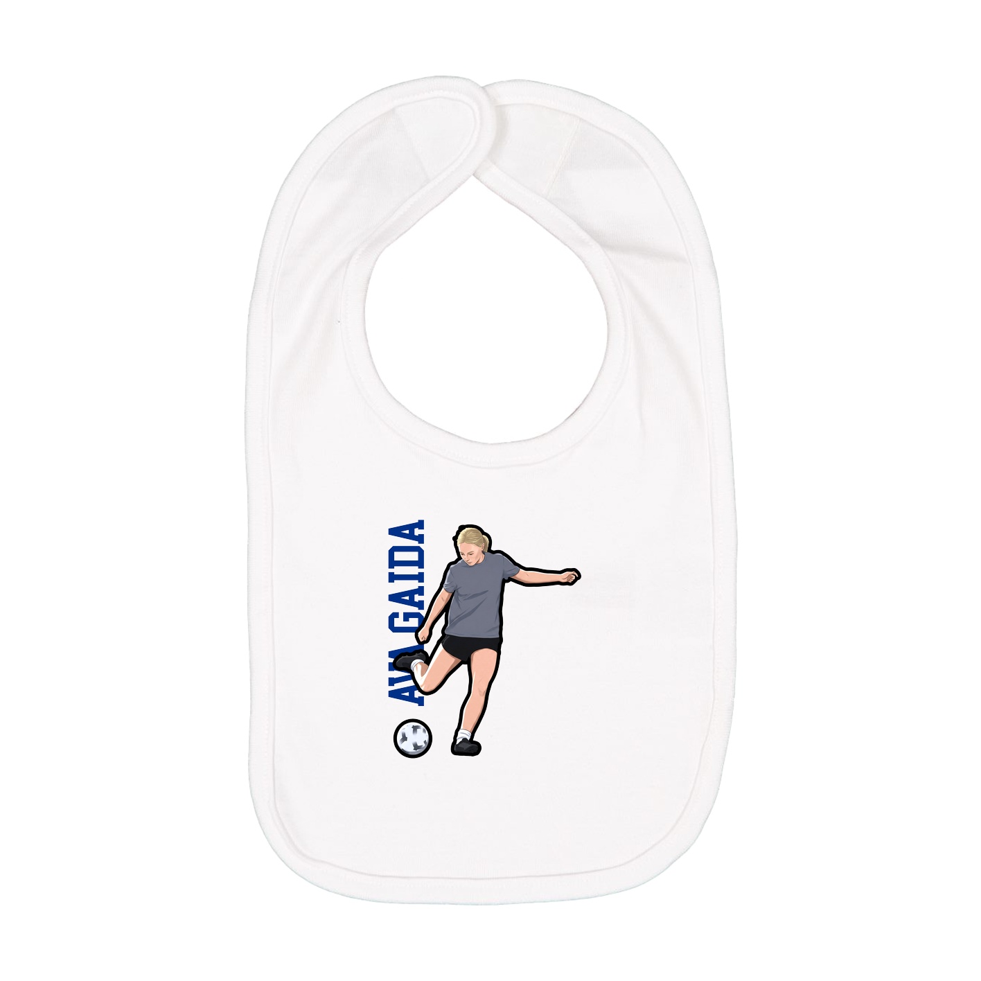 Infant Bib — Name Vertical in White