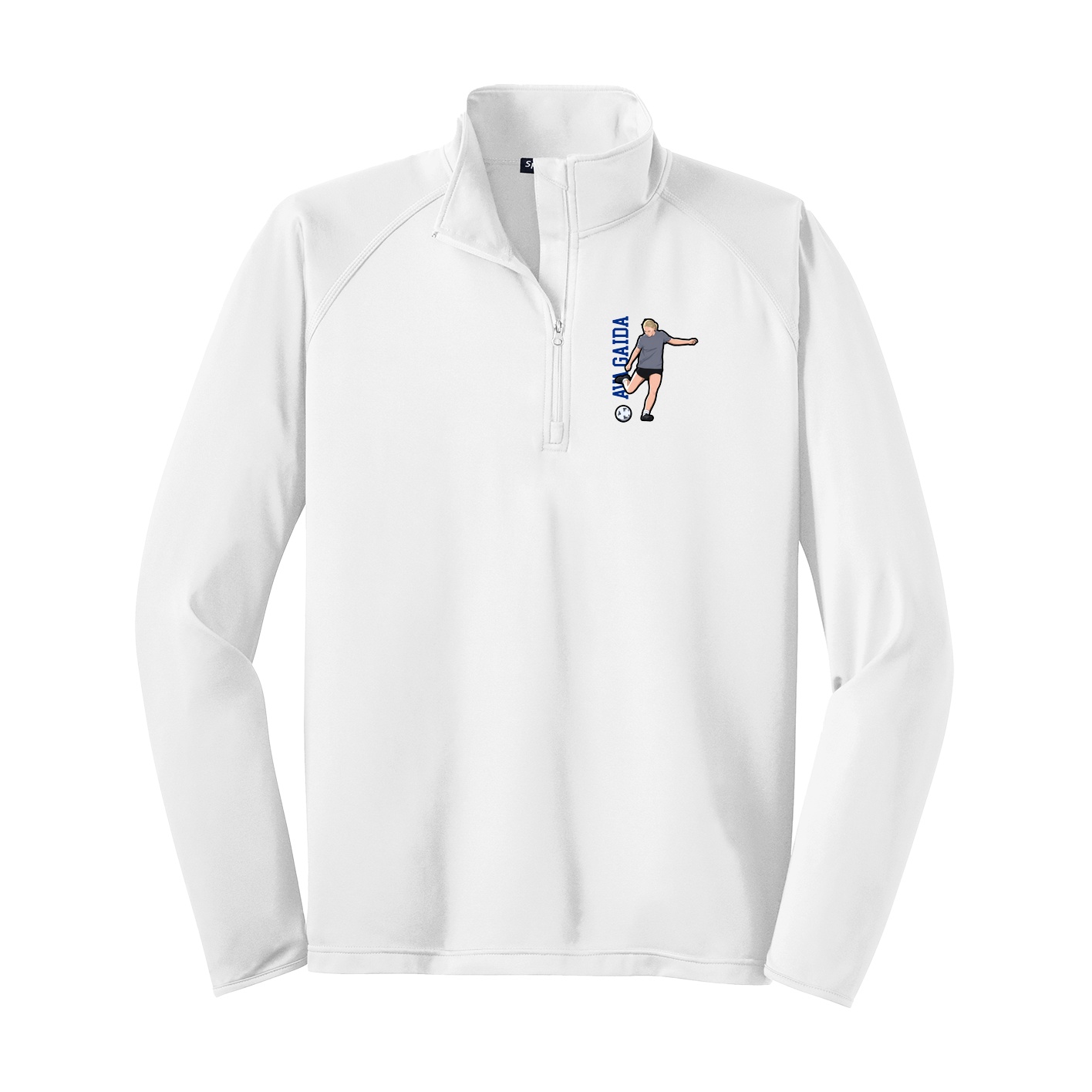 Q-Zip Pullover — Name Vertical in White