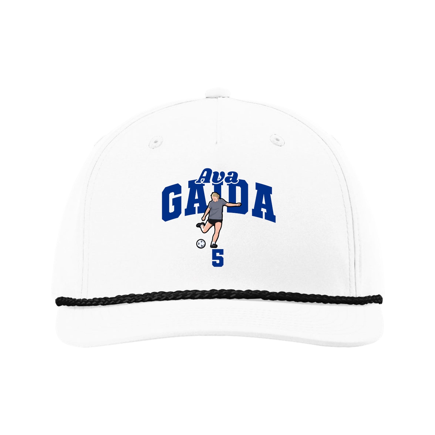 Five-Panel Classic Rope Cap — Signature Arch in White