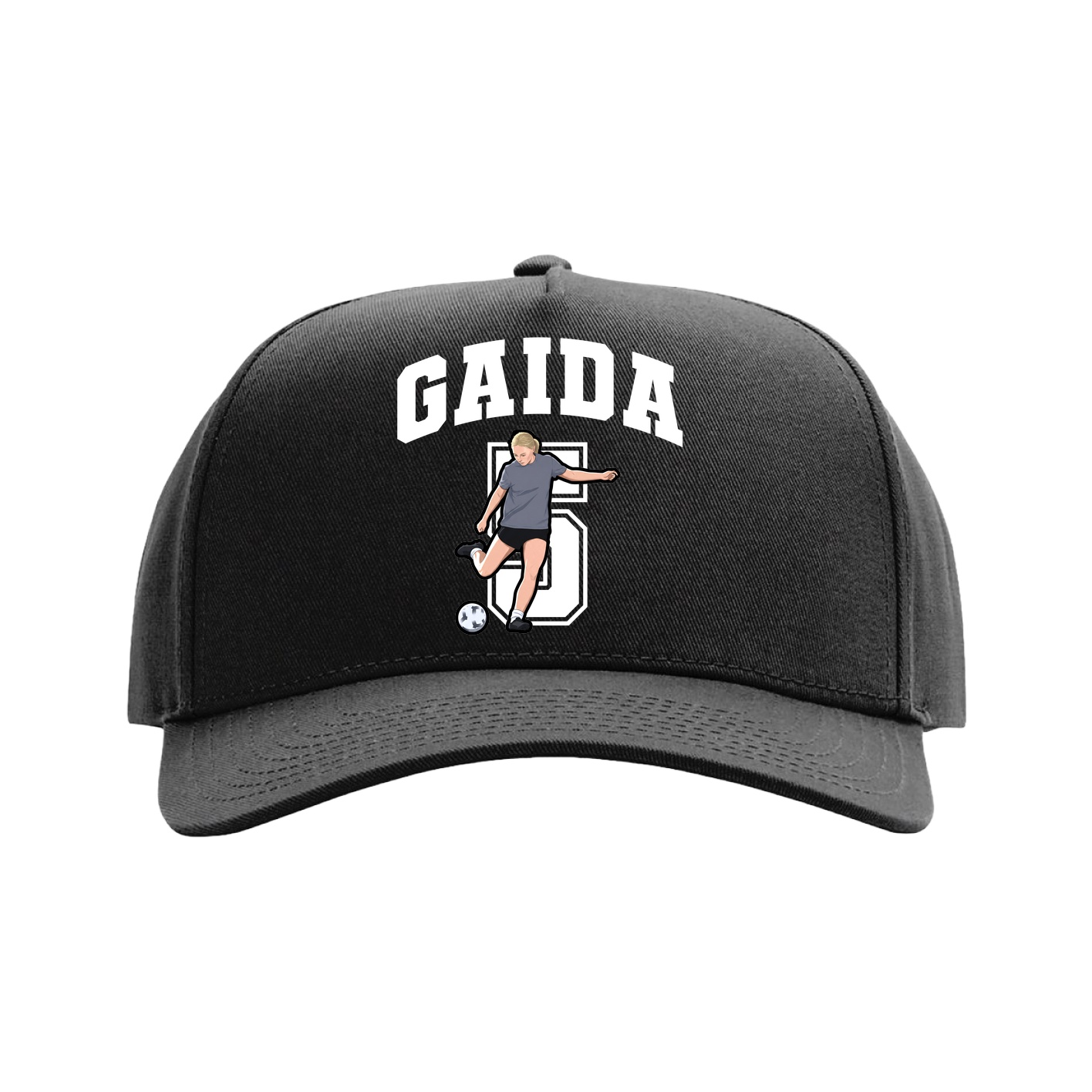 Full Fabric Five-Panel Champ Cap — Number in Black