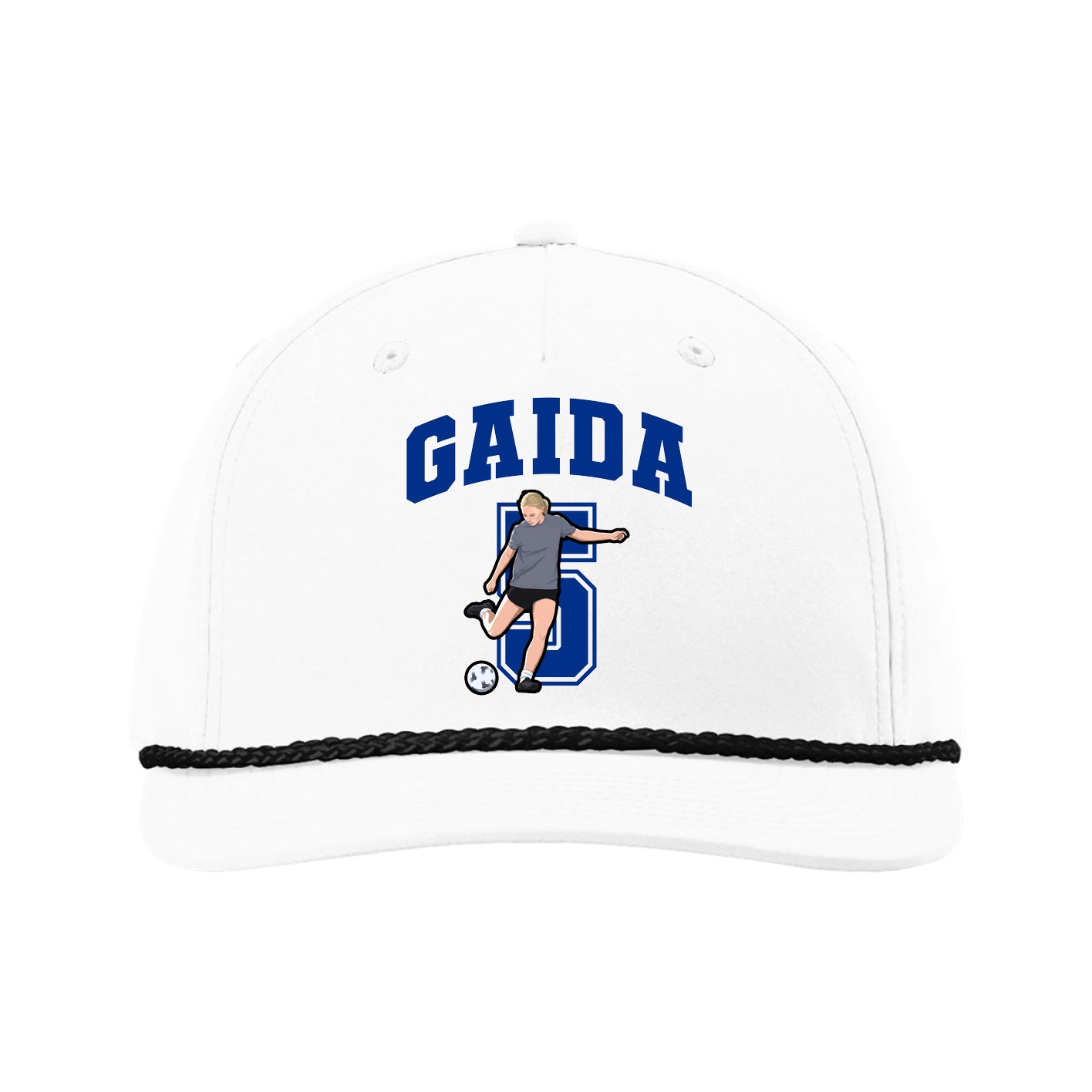 Five-Panel Classic Rope Cap — Number in White