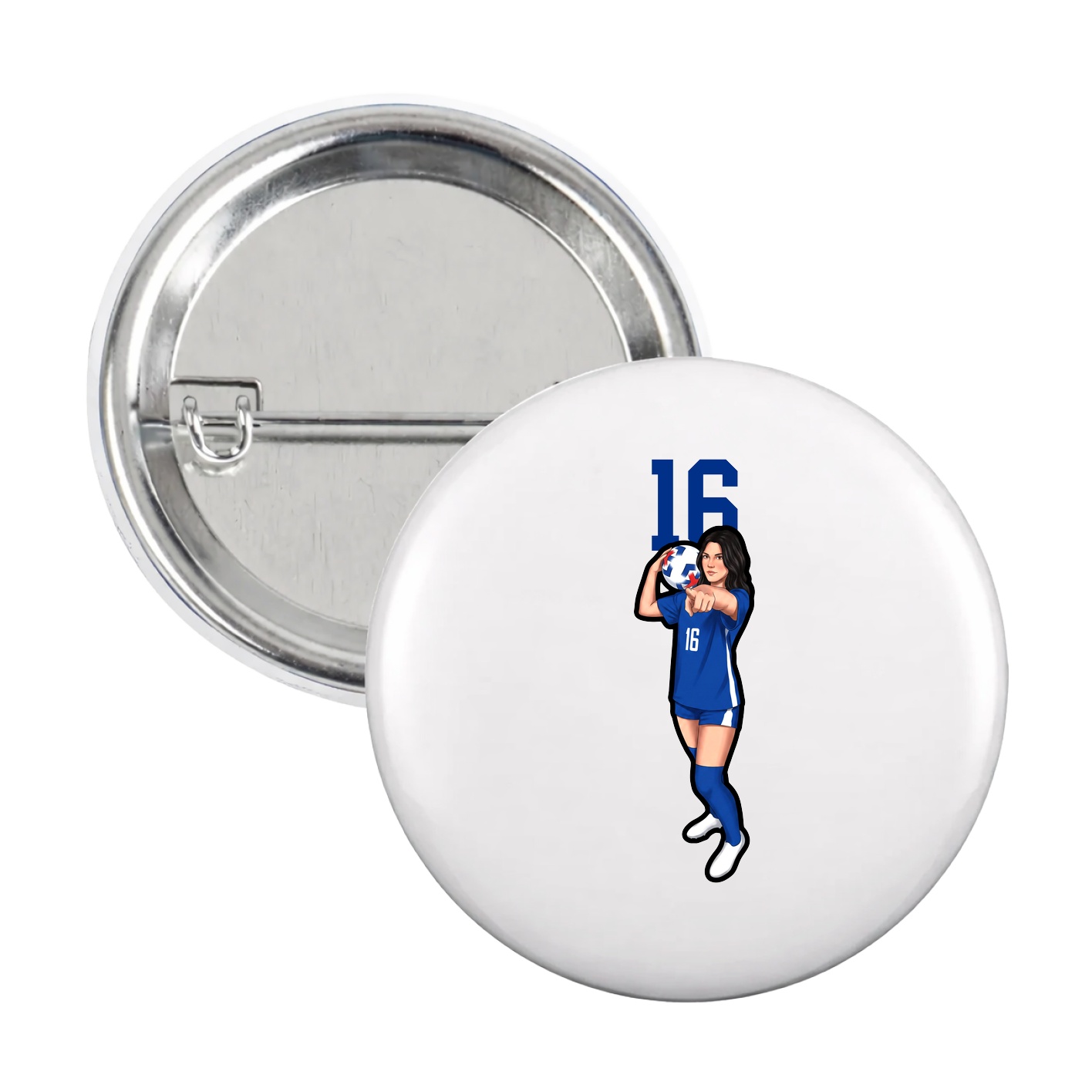 Game Day Button — Number Top in White