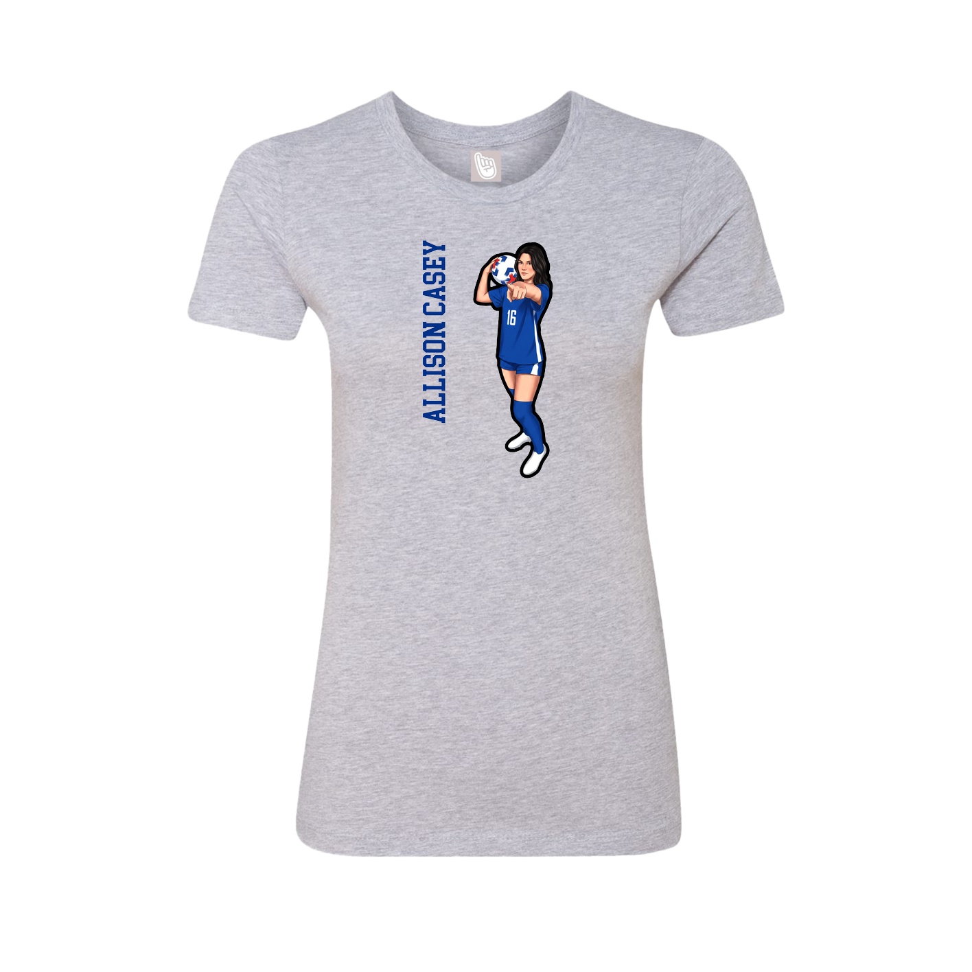 Fitted Women's Tee — Name Vertical in Grey