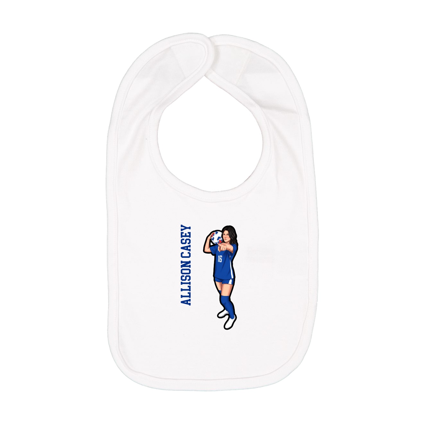 Infant Bib — Name Vertical in White