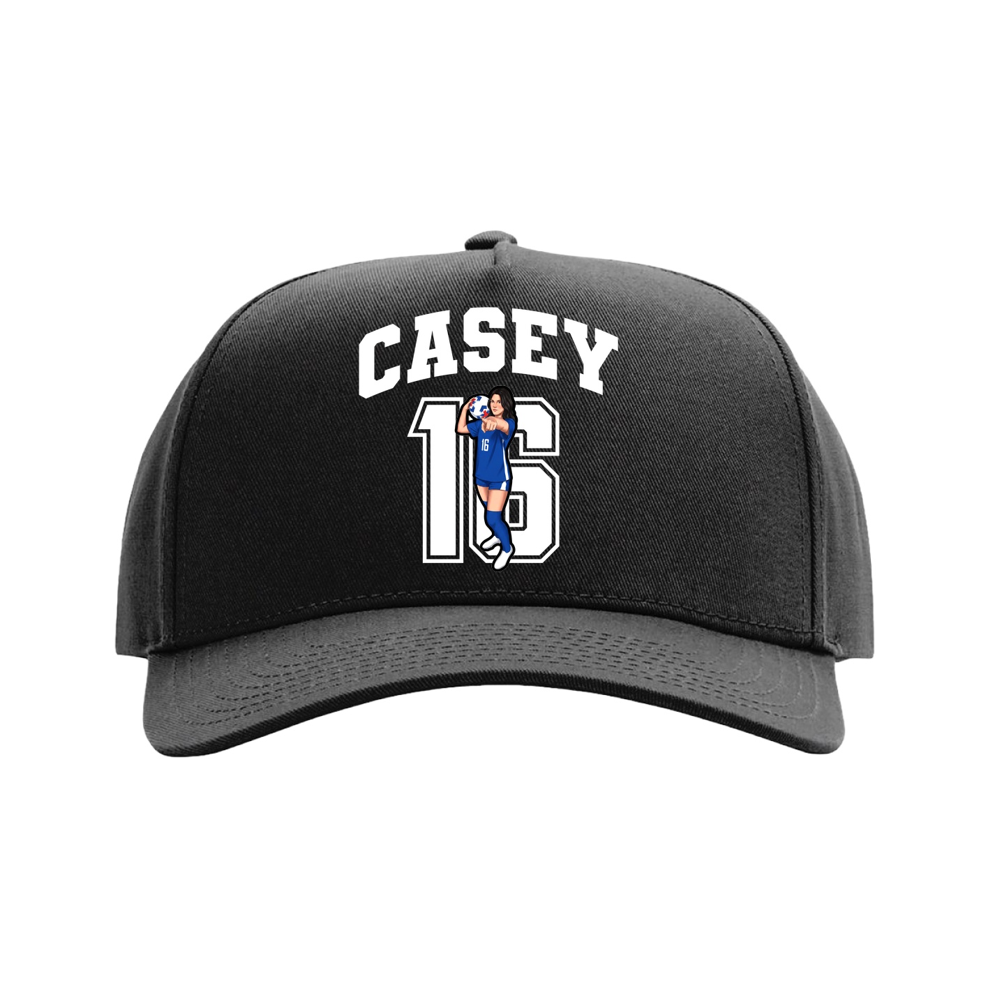 Full Fabric Five-Panel Champ Cap — Number in Black