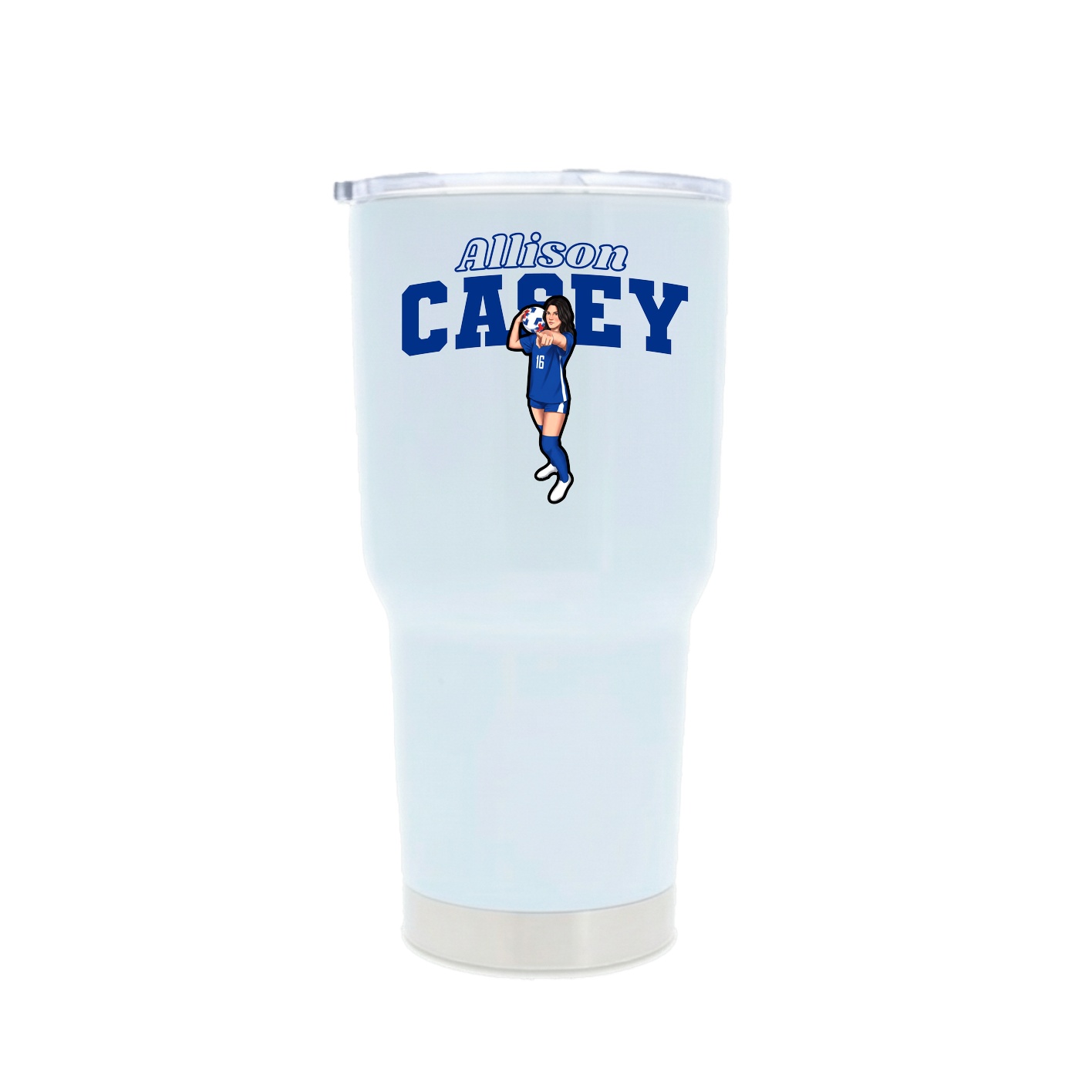 30oz Stainless Steel Tumbler — Name Arch in White
