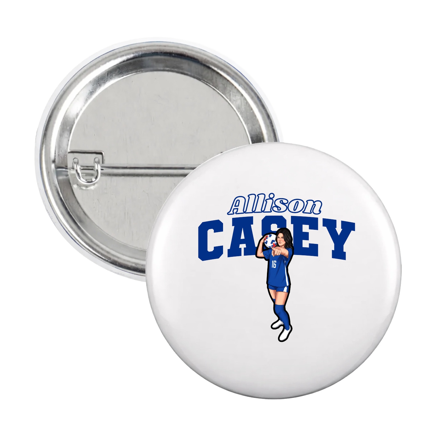 Game Day Button — Name Arch in White
