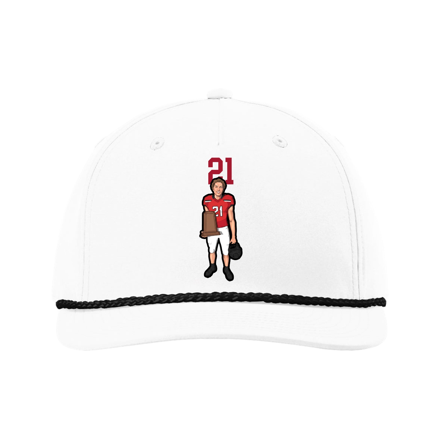 Five-Panel Classic Rope Cap — Number Top in White