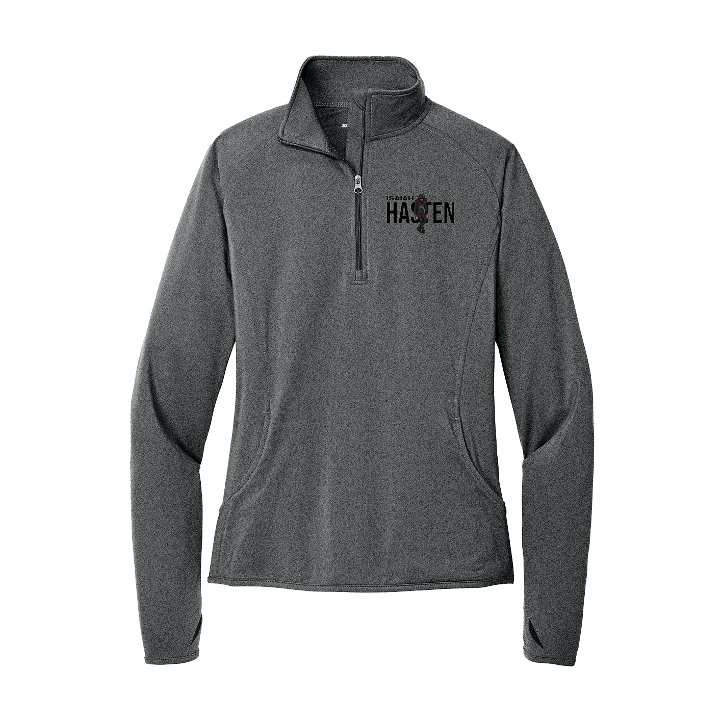 Women's Q-Zip Pullover — Player Name in Grey